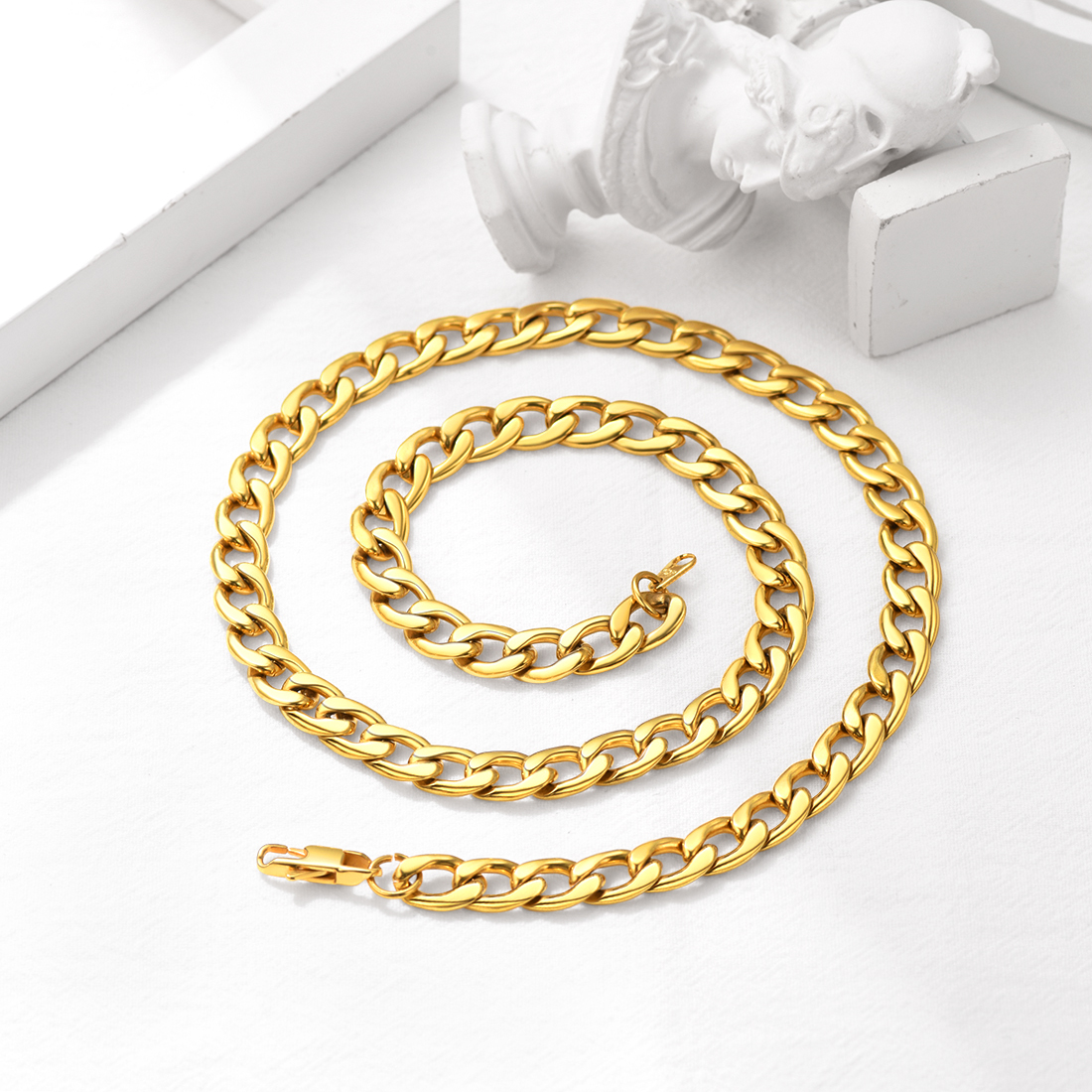 9mm Thick Cuban Chain Necklace, Stainless Steel-02