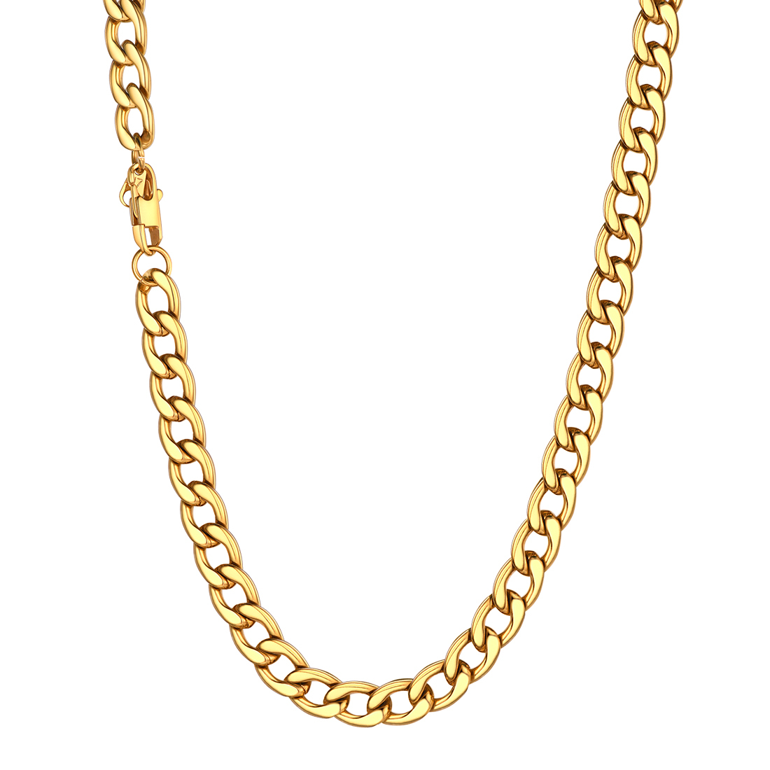 9mm Thick Cuban Chain Necklace in 18K Gold Plated