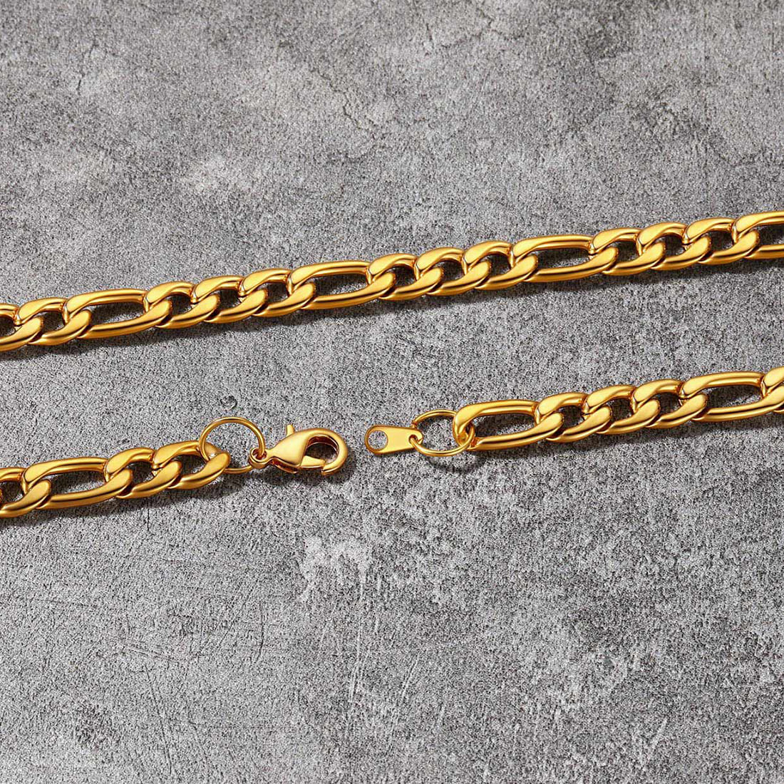 9mm Thick Figaro Chain Necklace for Men Women in 18K Gold Plated – U7