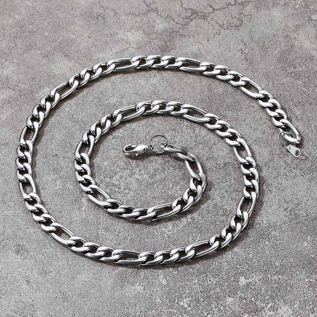 9mm Thick Figaro Chain Necklace for Men Women in Stainless – U7
