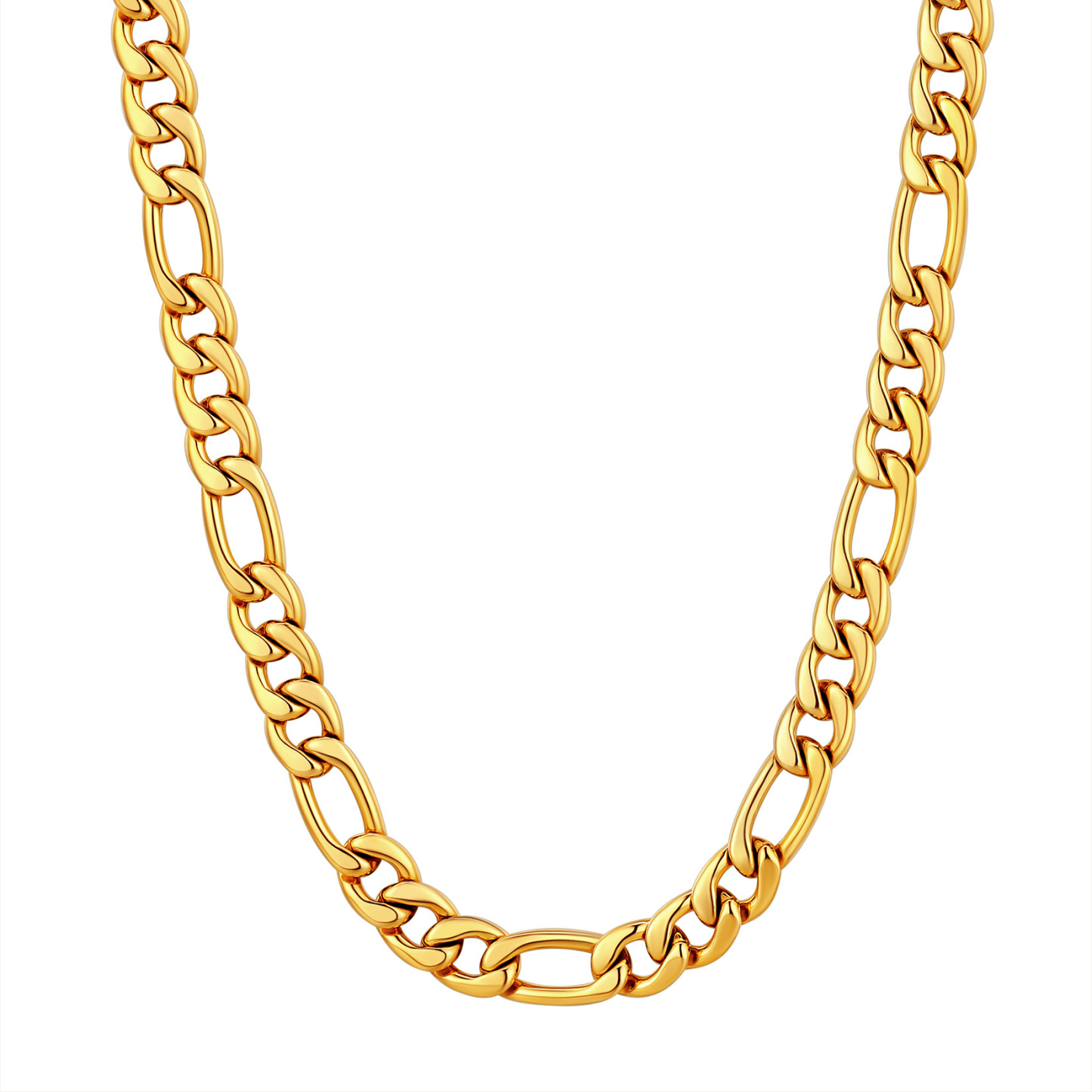 9mm Thick Figaro Chain Necklace in 18K Gold Plated