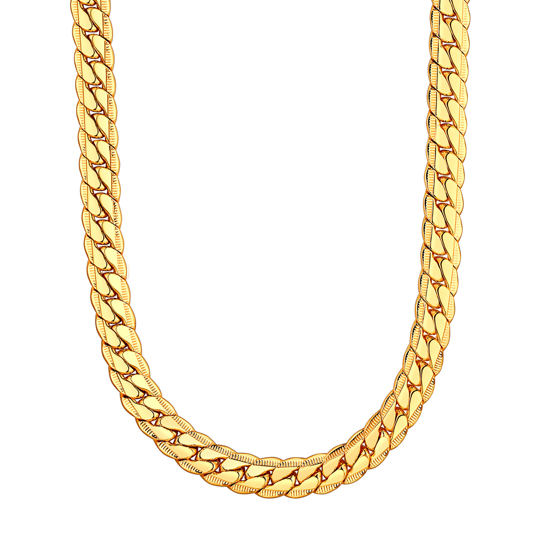 9mm Thick Snake Curb Chain Necklace in 18K Gold Plated