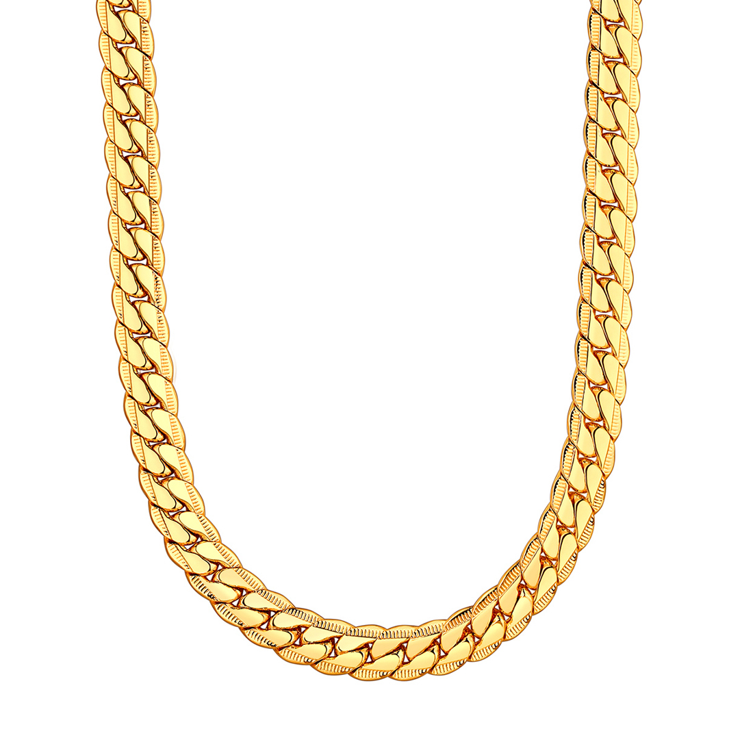 9mm Thick Snake Curb Chain Necklace in 18K Gold Plated
