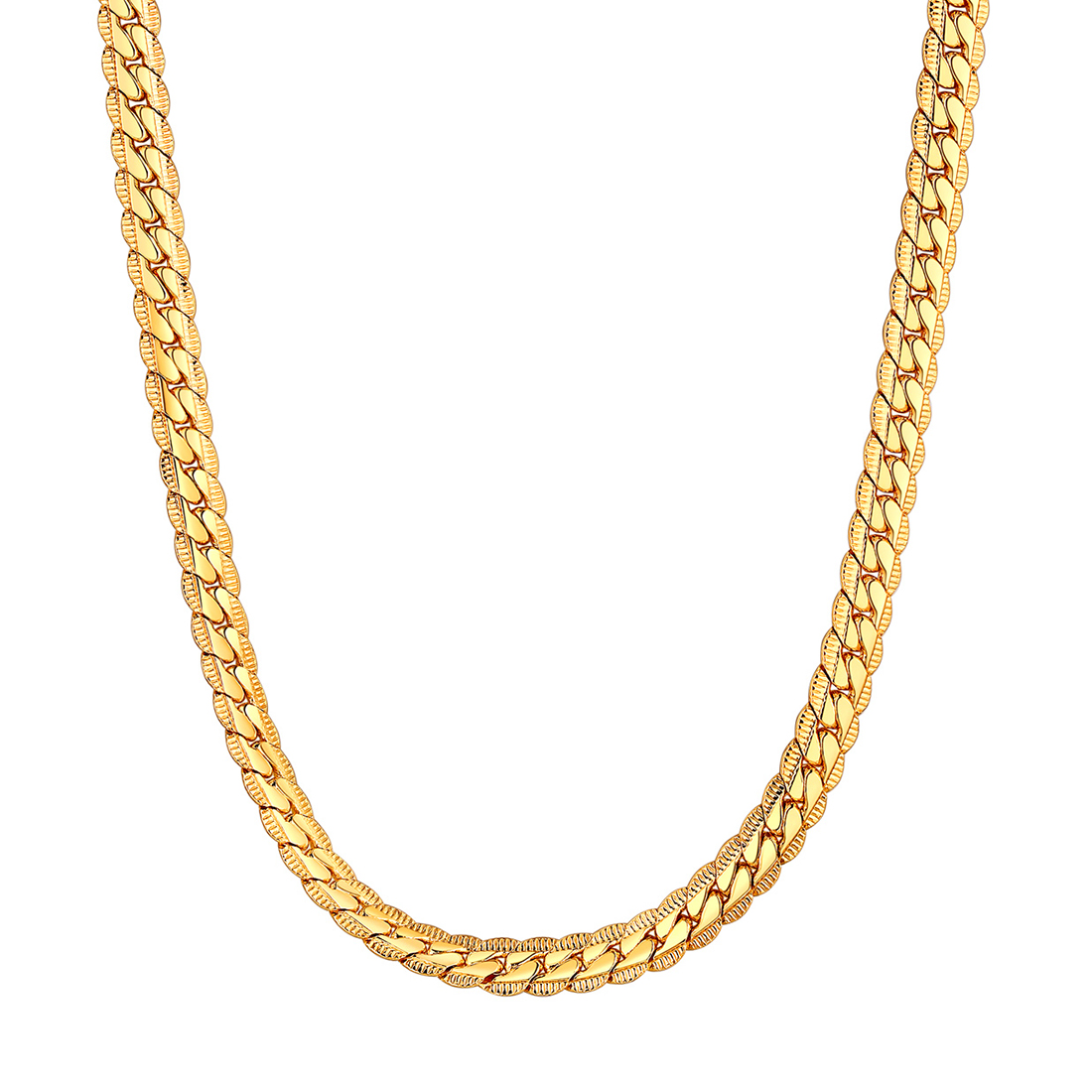 6mm Thick Snake Curb Chain Necklace in 18K Gold Plated