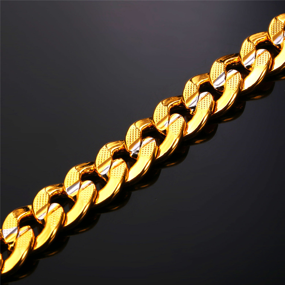 9mm Thick Two-Tone Curb Chain Necklace, Stainless Steel-04
