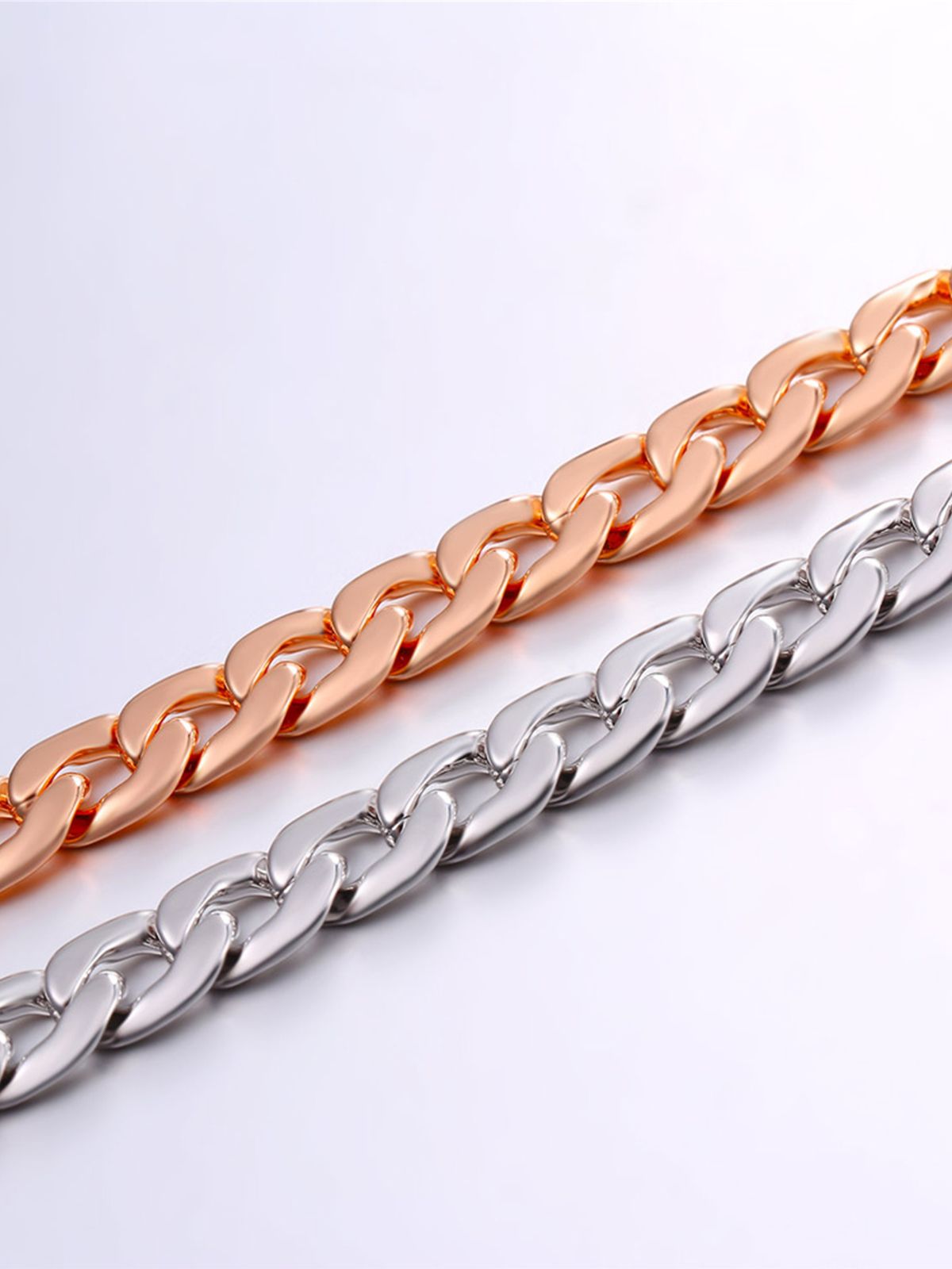 7mm Thick Cuban Link Chain Anklet in Rose Gold