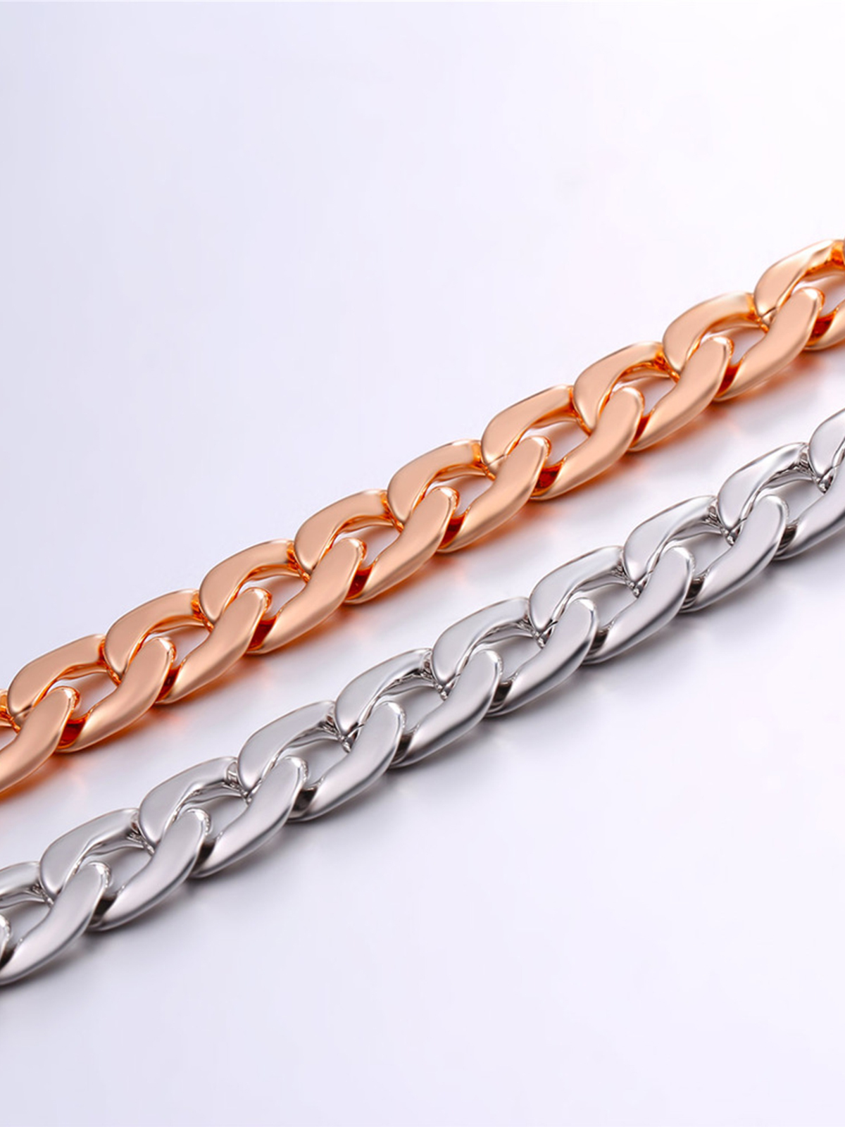 7mm Thick Cuban Link Chain Anklet in Rose Gold