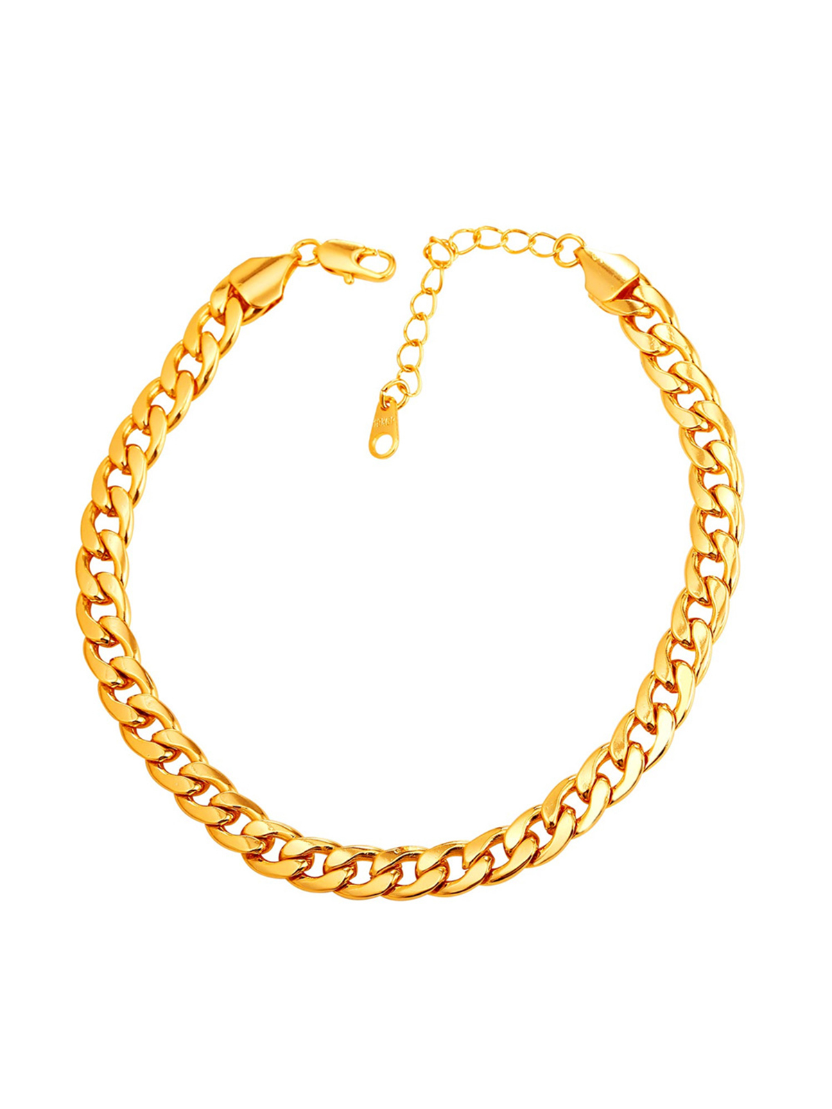7mm Thick Cuban Link Chain Anklet in 18K Gold