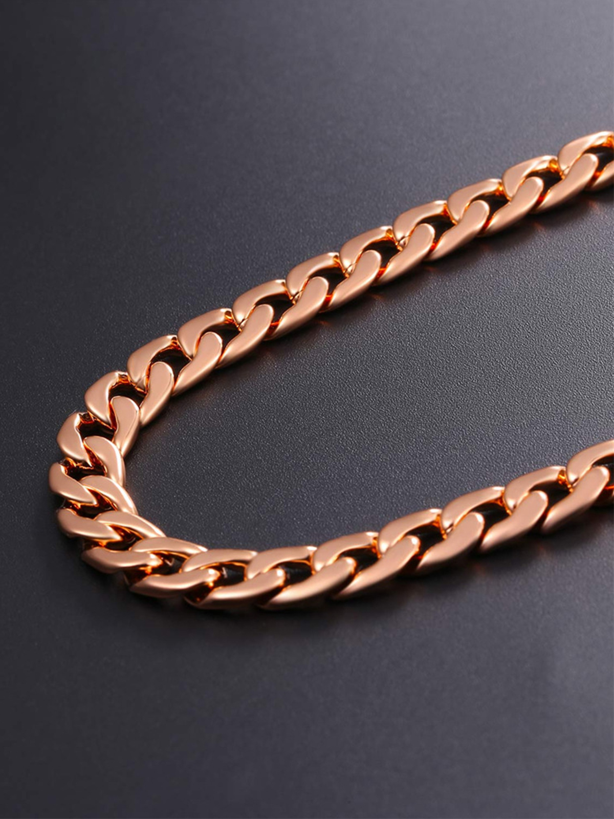 7mm Thick Cuban Link Chain Anklet in Rose Gold