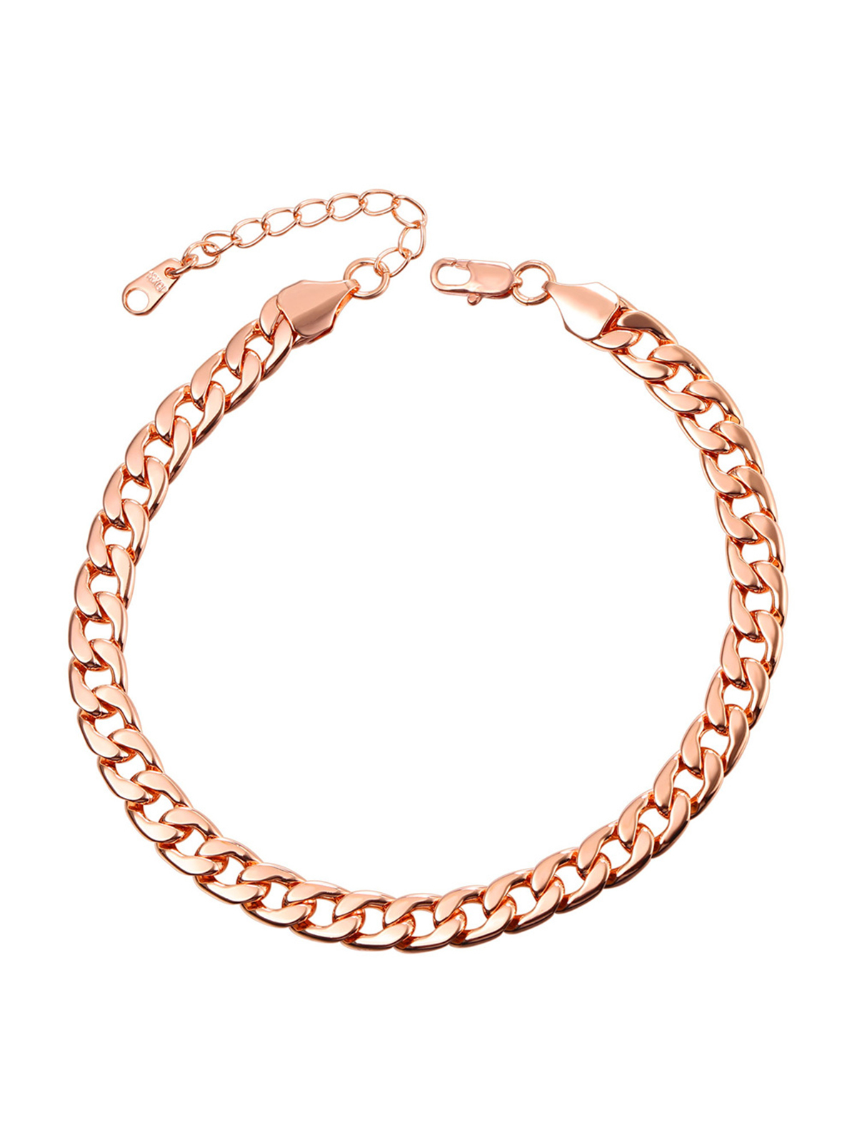 7mm Thick Cuban Link Chain Anklet in Rose Gold