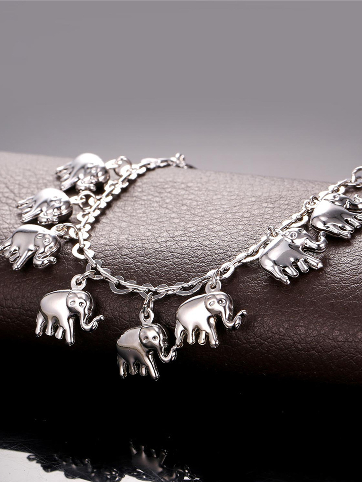 Little Elephant Anklet in Platinum Plated