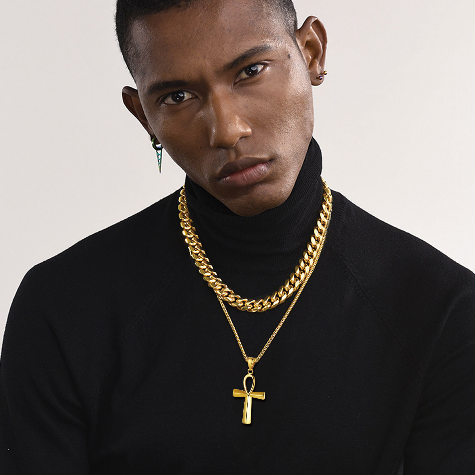 Ankh Cross Pendant Egyptian Necklace for Men-02