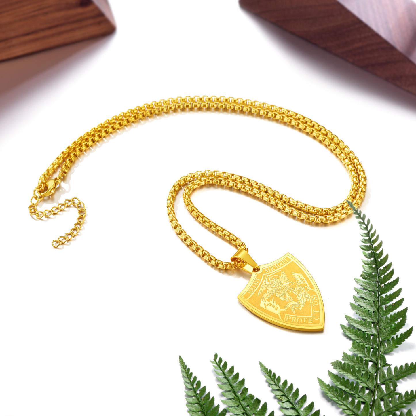 Archangel Saint Michael Pendant Necklace, Stainless Steel-01