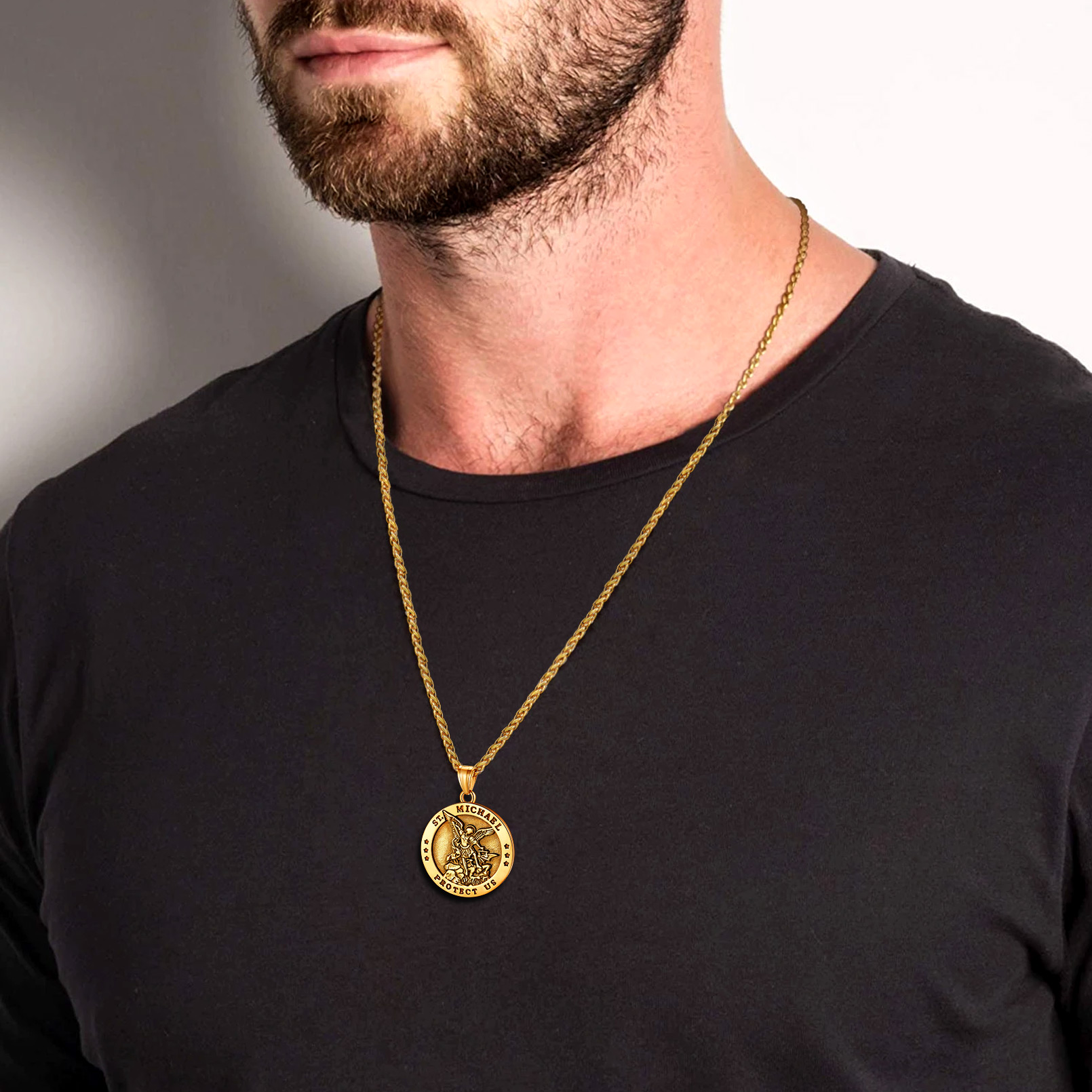 Archangel Saint Michael Pendant Necklace for Men