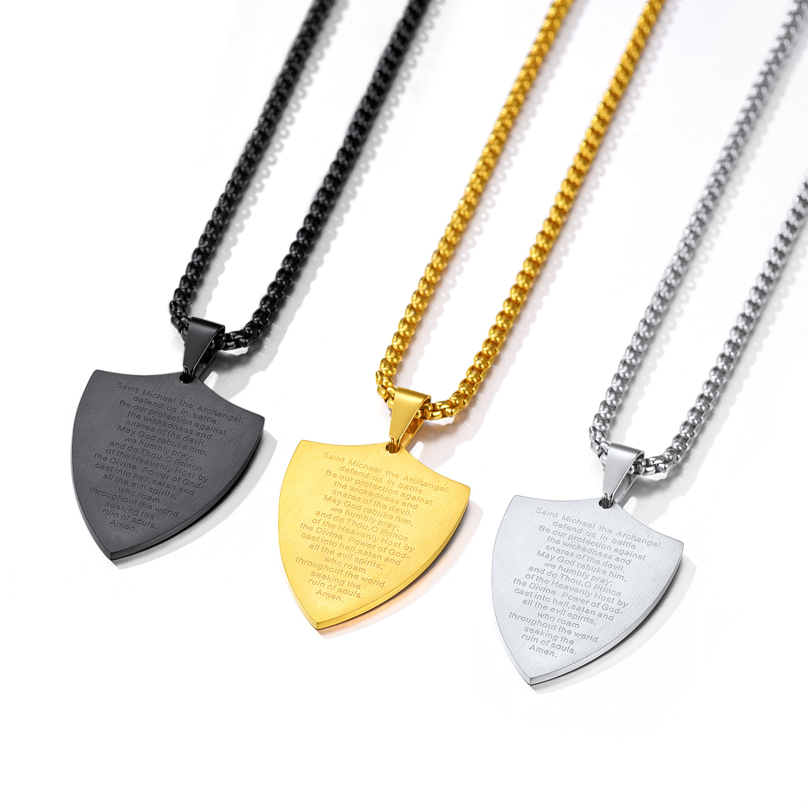 Archangel Saint Michael Pendant Necklace in Different Colors