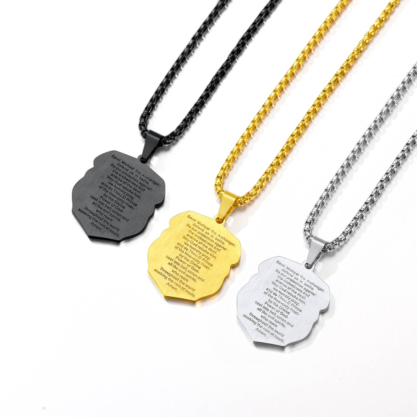 Archangel Saint Michael Pendant Necklace in Different Colors