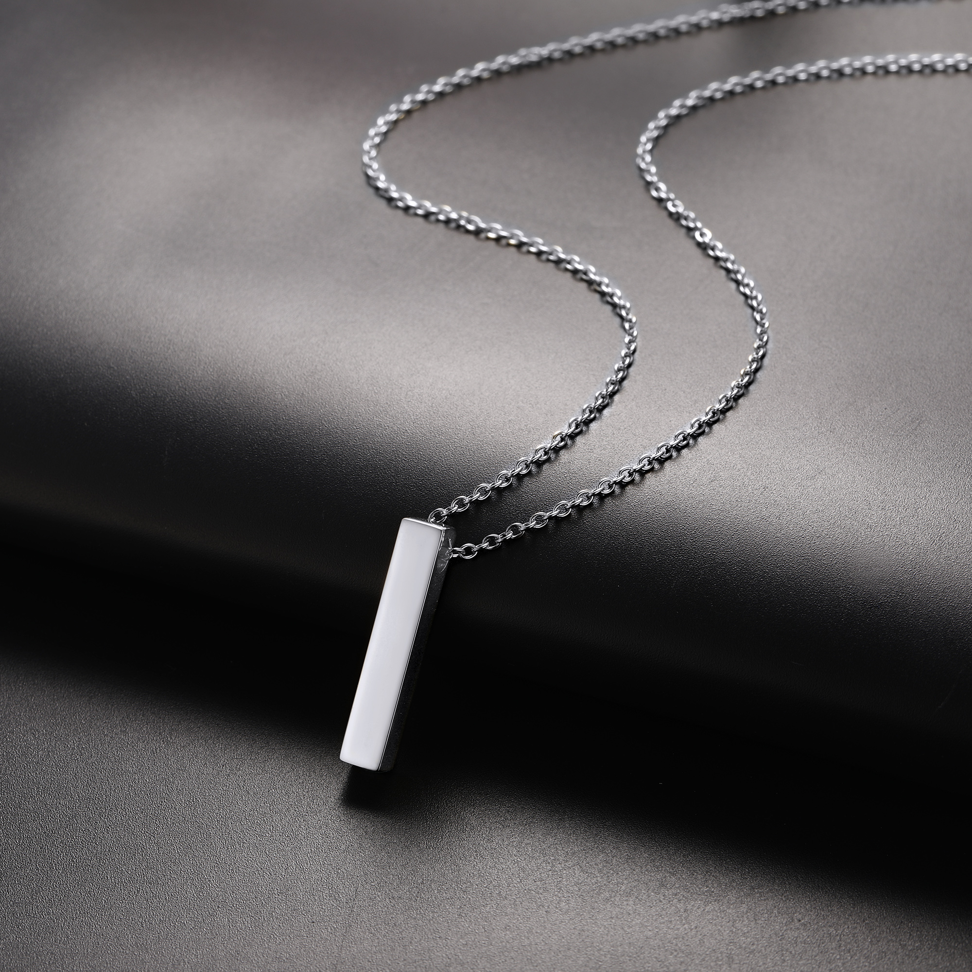 Bar Pendant Cremation Urn Necklace, Stainless Steel-01