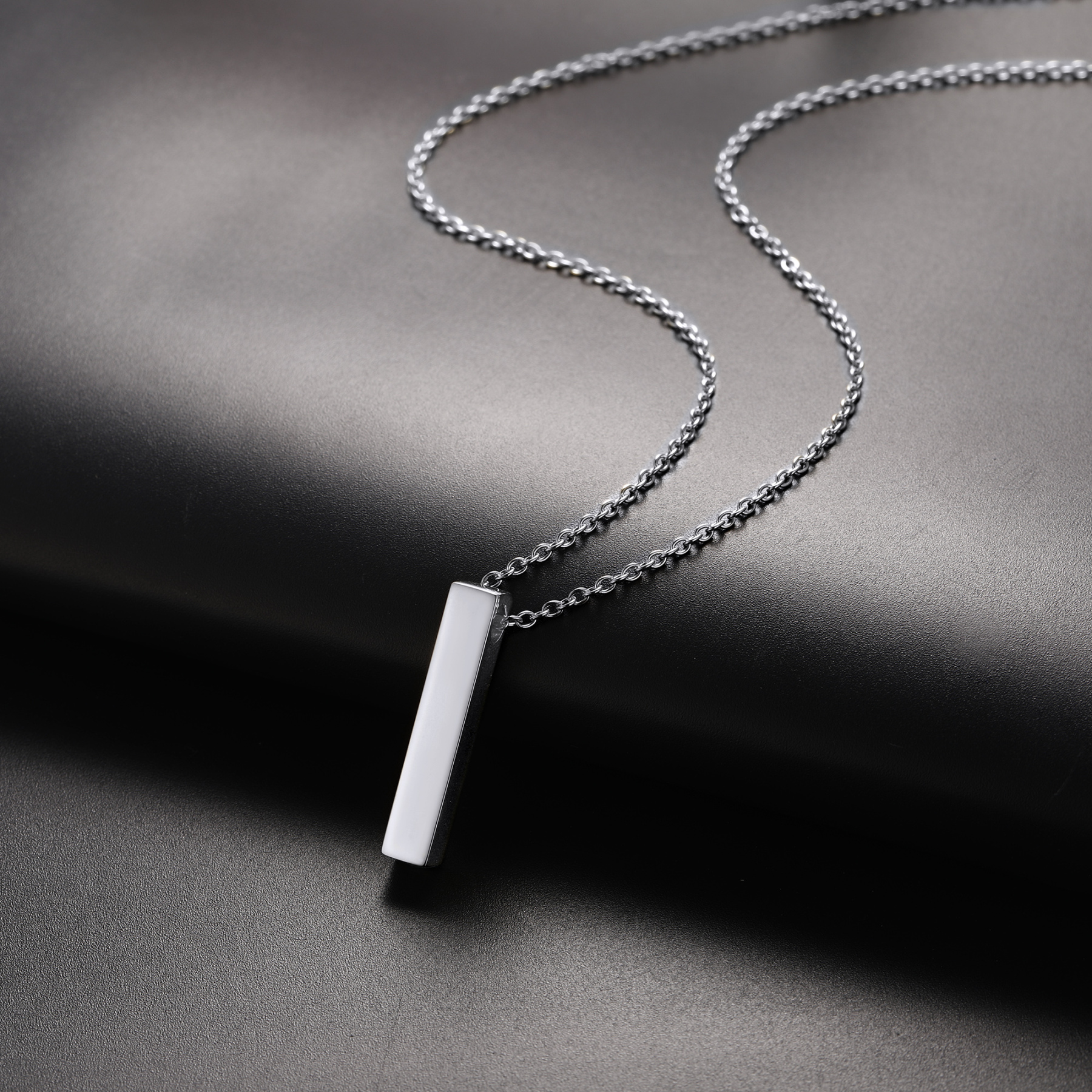 Bar Pendant Cremation Urn Necklace, Stainless Steel-01