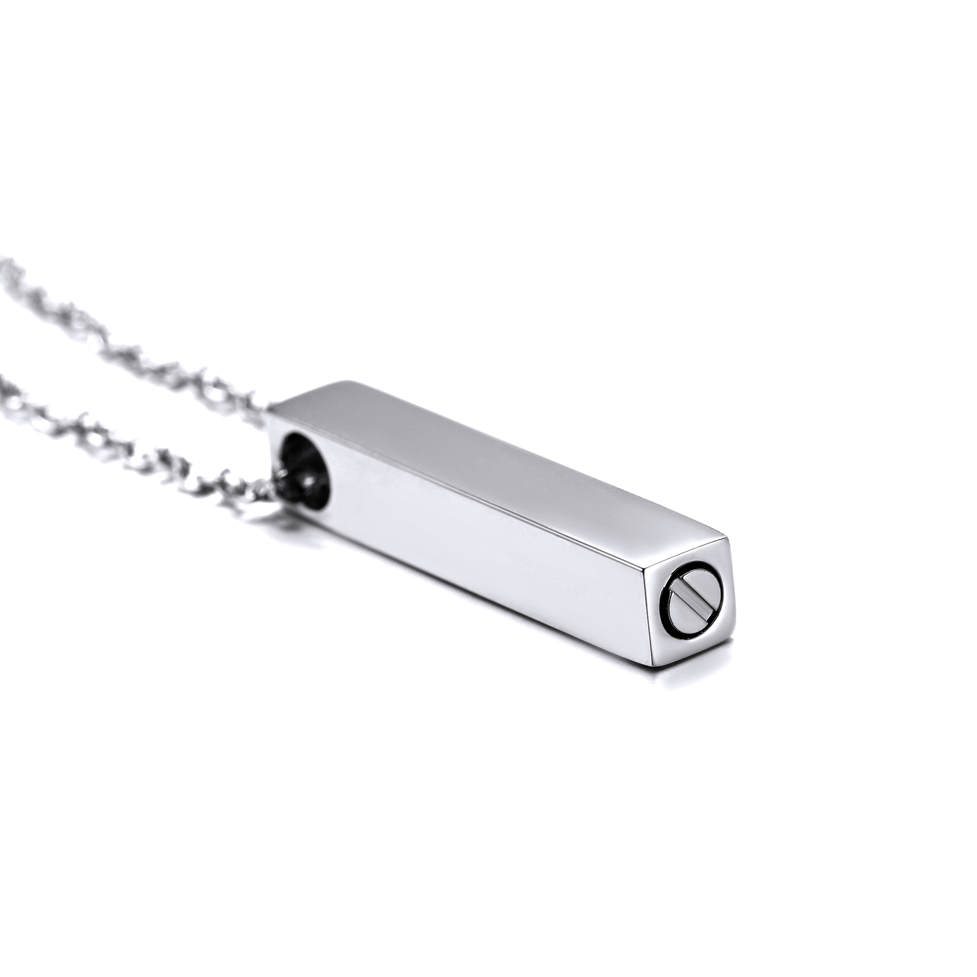 Bar Pendant Cremation Urn Necklace, Stainless Steel-02