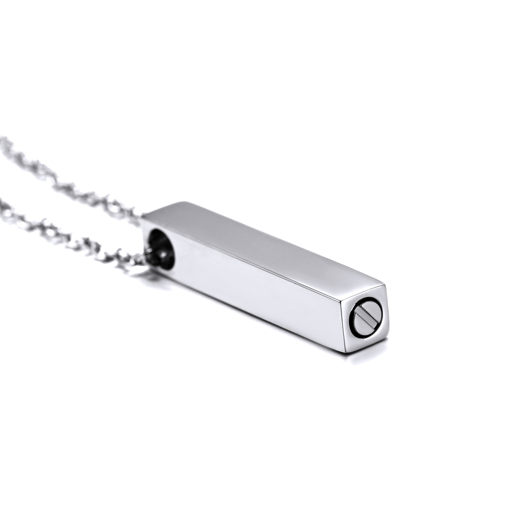 Bar Pendant Cremation Urn Necklace, Stainless Steel-02