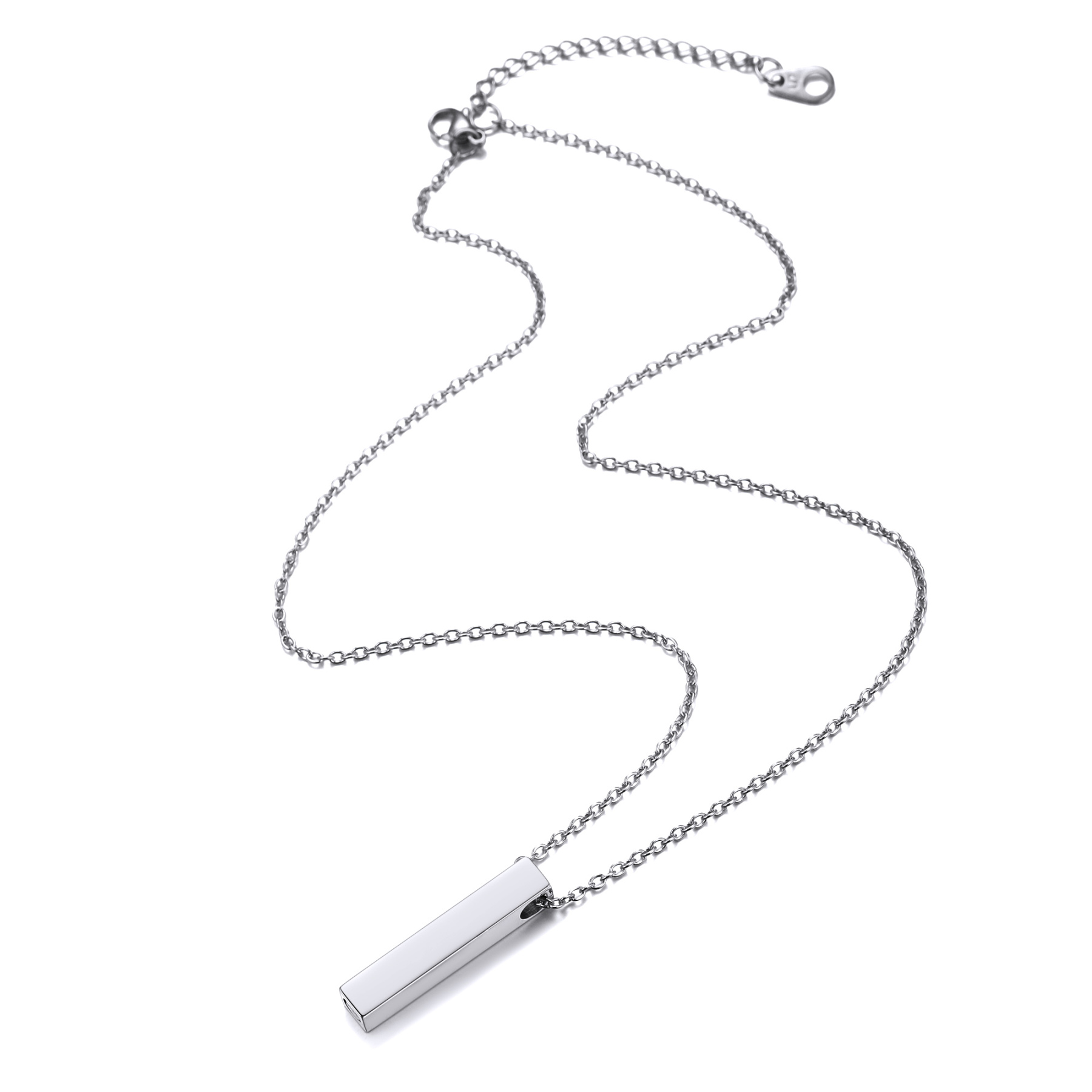 Bar Pendant Cremation Urn Necklace, Stainless Steel-04