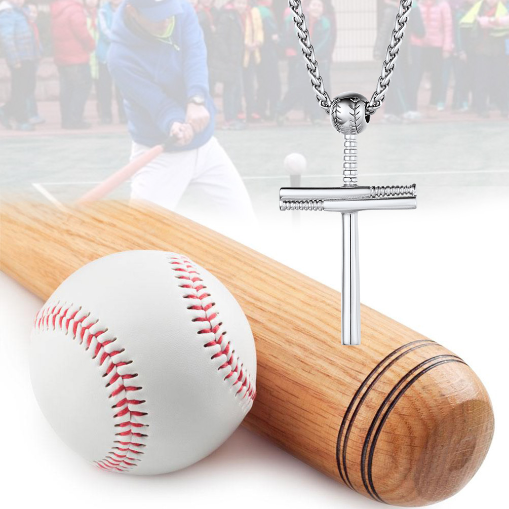 Baseball Cross Pendant Necklace, Stainless Steel-03