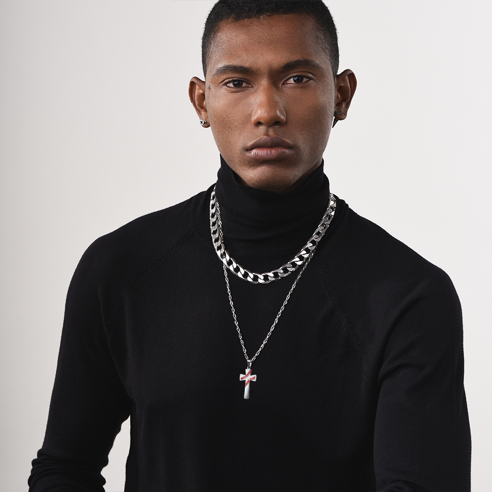Baseball Cross Pendant Necklace for Men