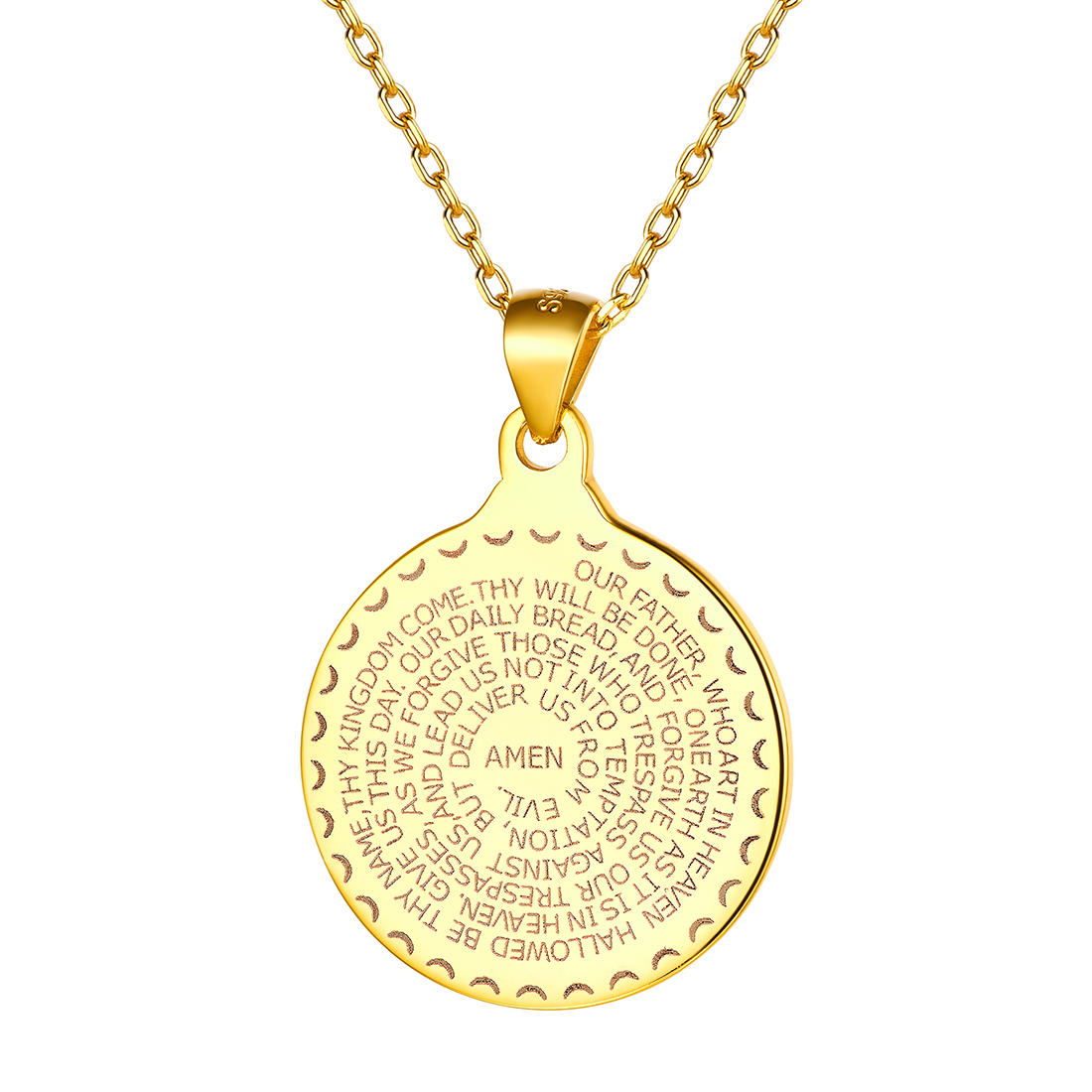 Bible Verse Prayer Pendant Necklace in 18K Gold Plated-Backside