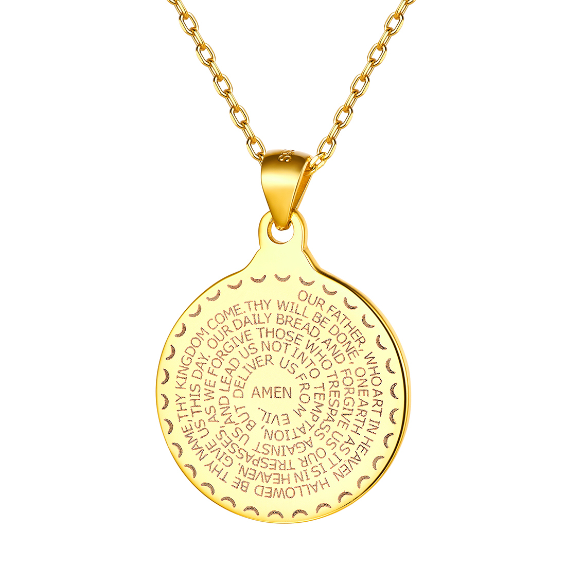 Bible Verse Prayer Pendant Necklace in 18K Gold Plated-Backside