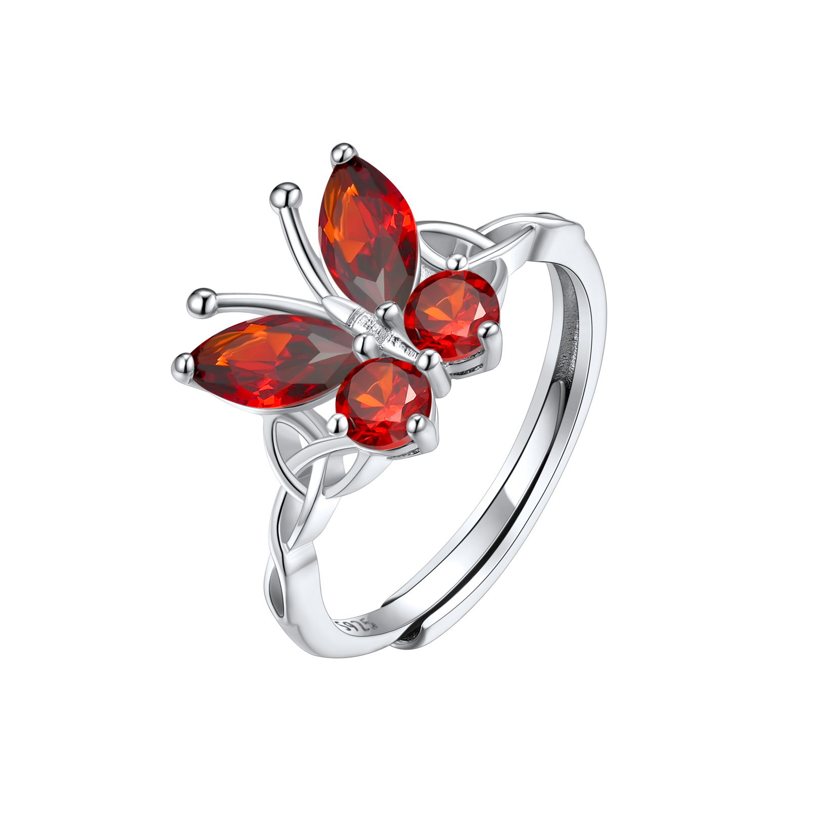 Birthstone Butterfly Celtic Knot Ring in Ruby