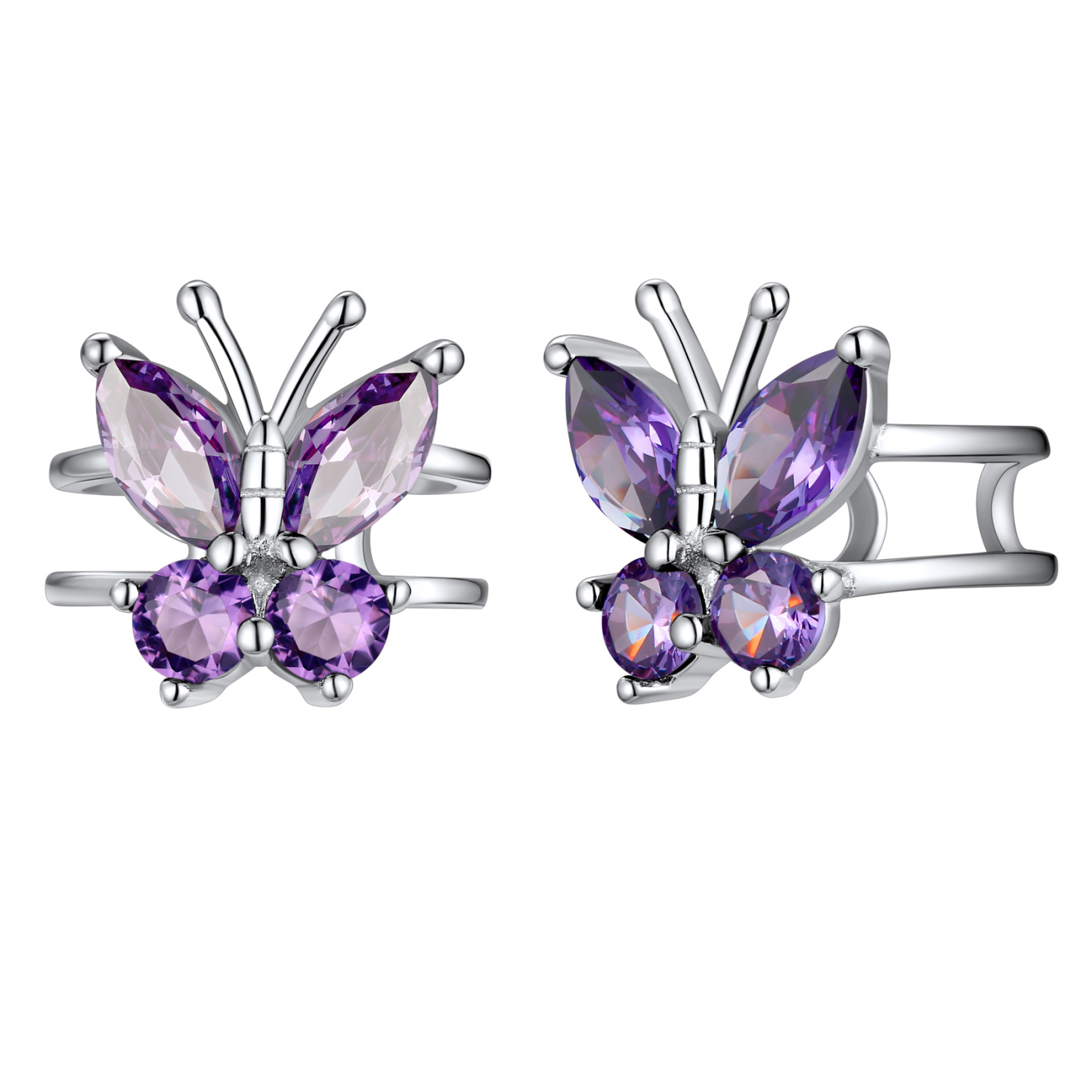 Birthstone Butterfly Ear Cuff in Amethyst