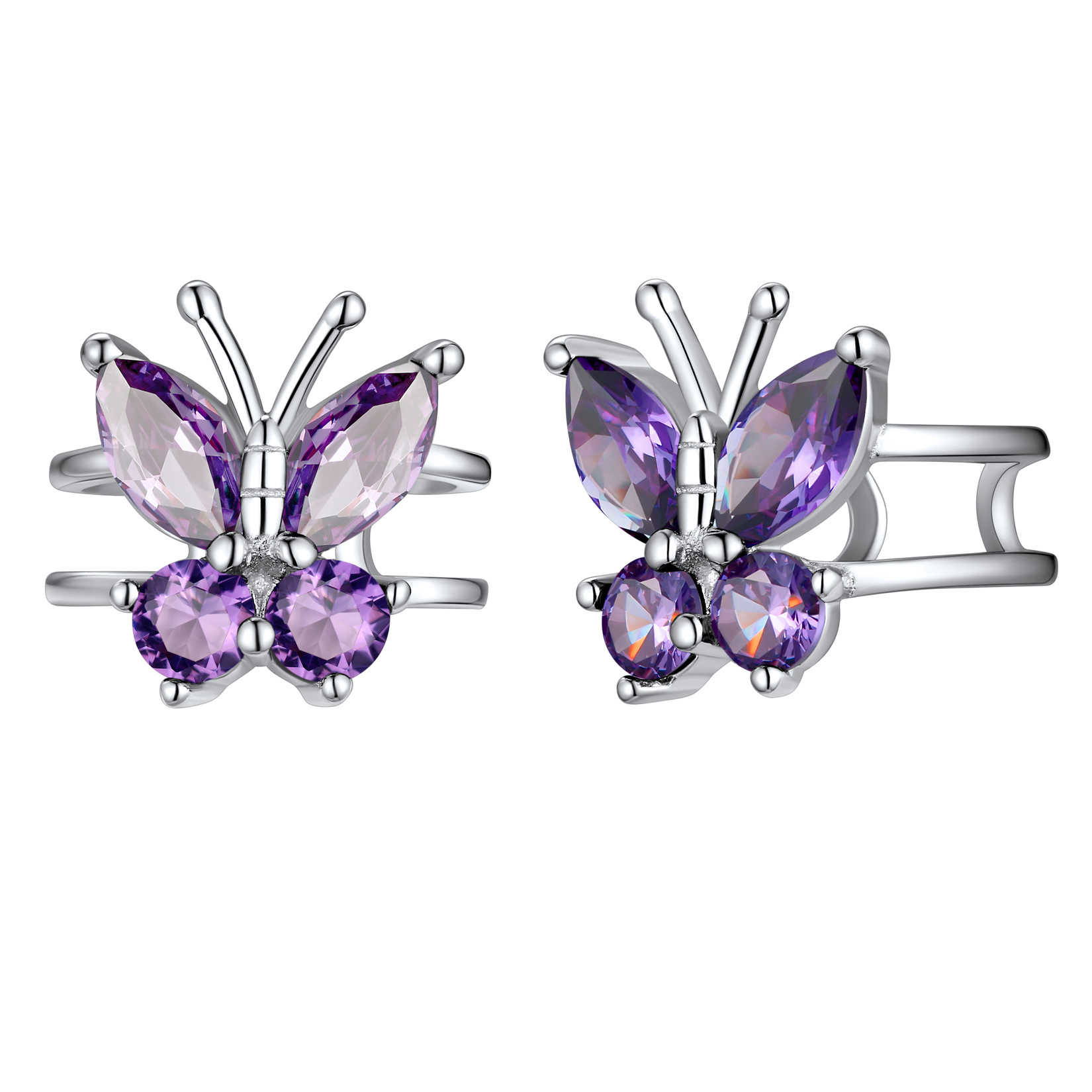 Birthstone Butterfly Ear Cuff in Amethyst