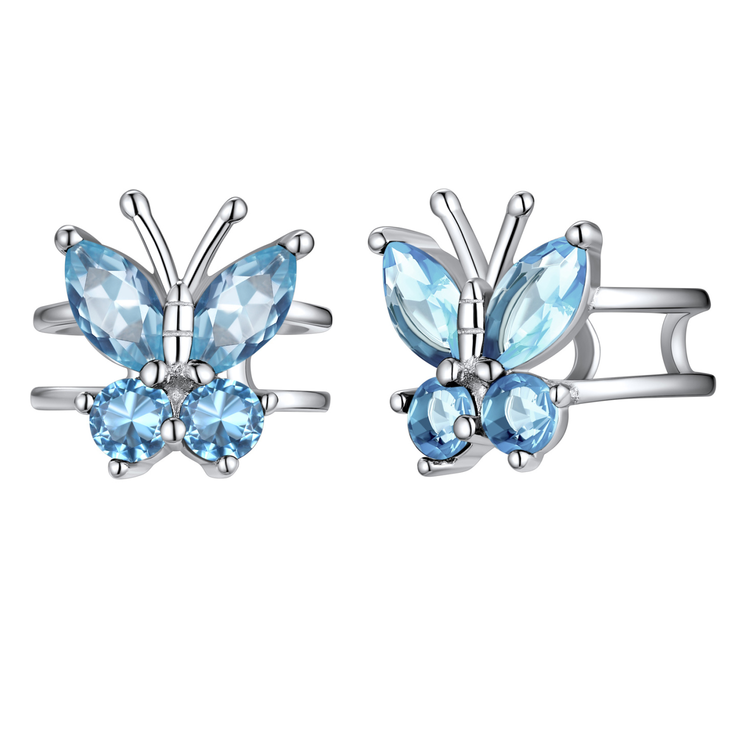 Birthstone Butterfly Ear Cuff in Aquamarine