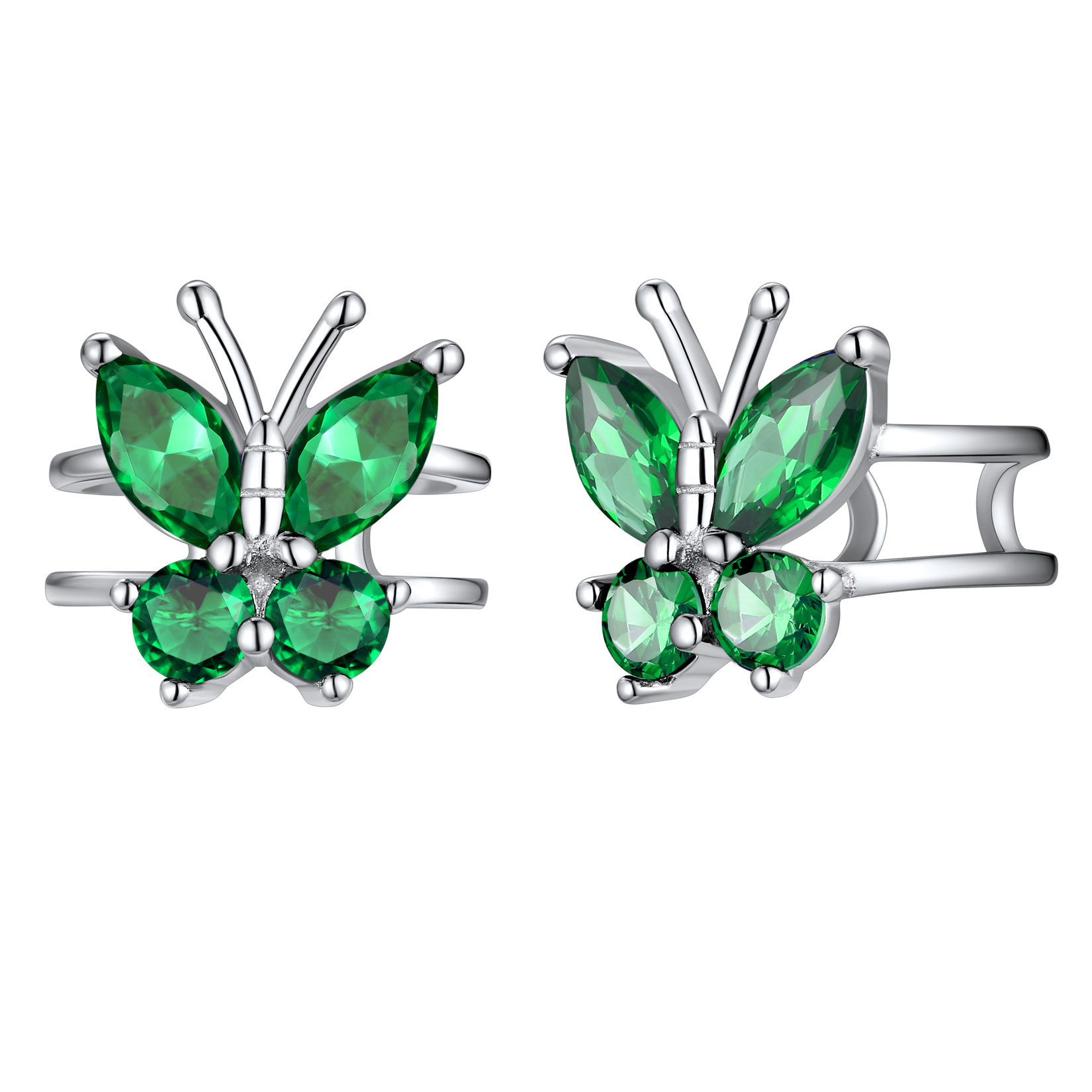 Birthstone Butterfly Ear Cuff in Emerald