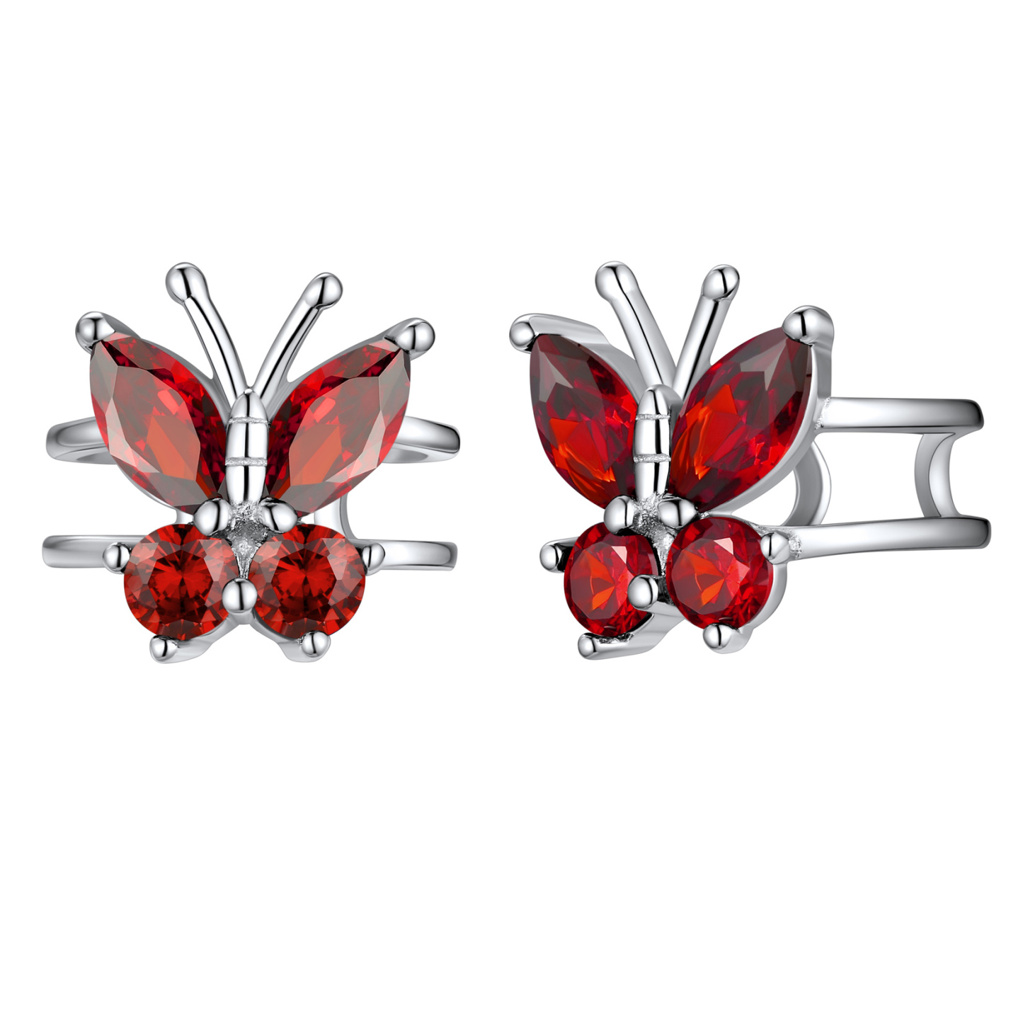Birthstone Butterfly Ear Cuff in Garnet