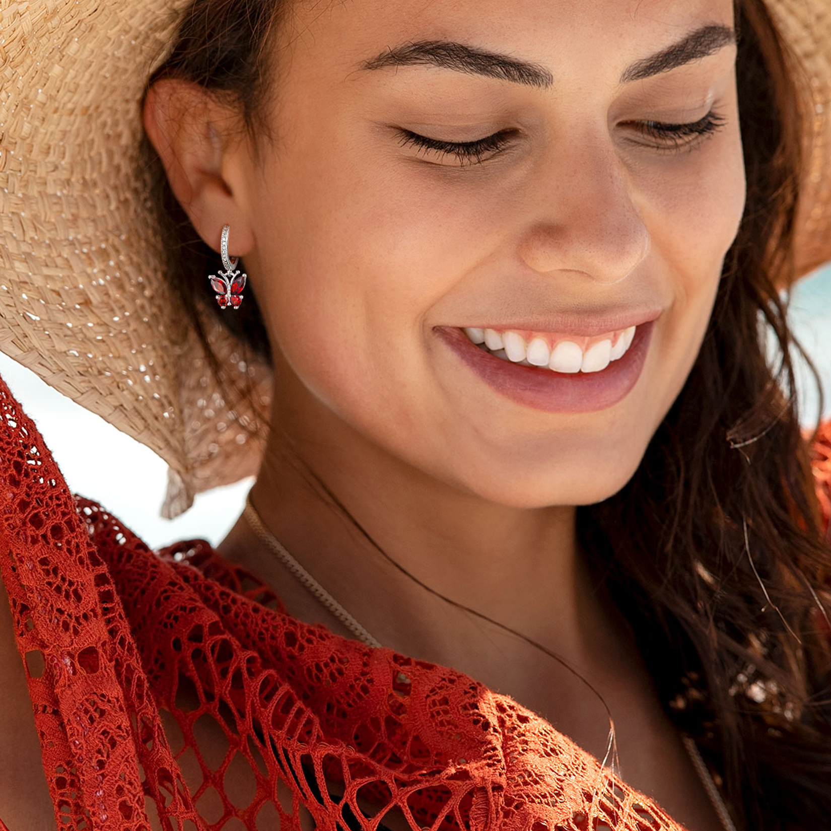 Birthstone Butterfly Huggie Hoop Earrings for Women-01