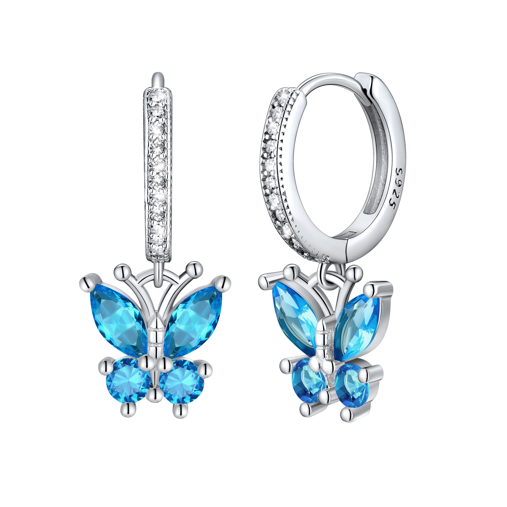 Birthstone Butterfly Huggie Hoop Earrings in Tanzanite