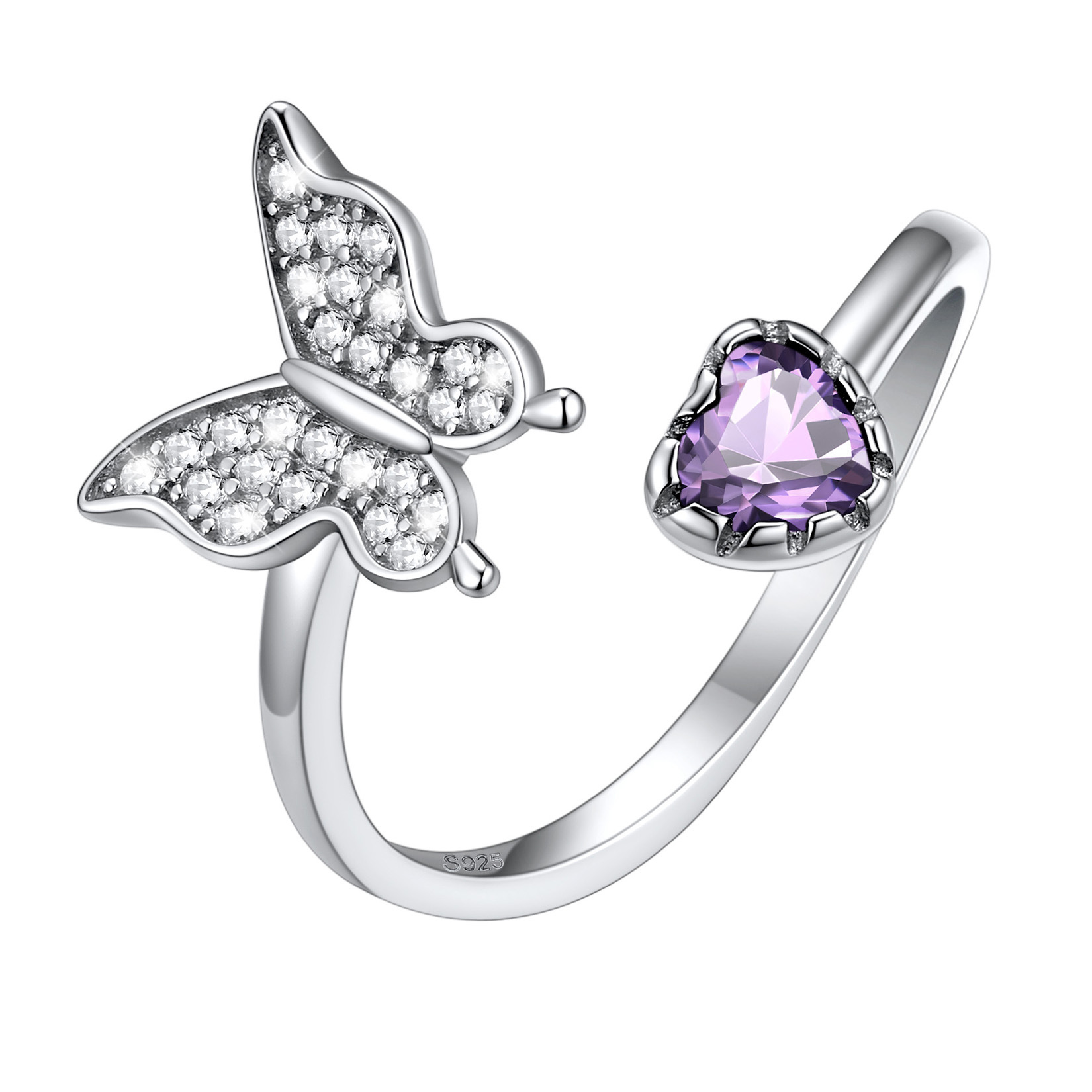 Birthstone Butterfly Ring in Amethyst