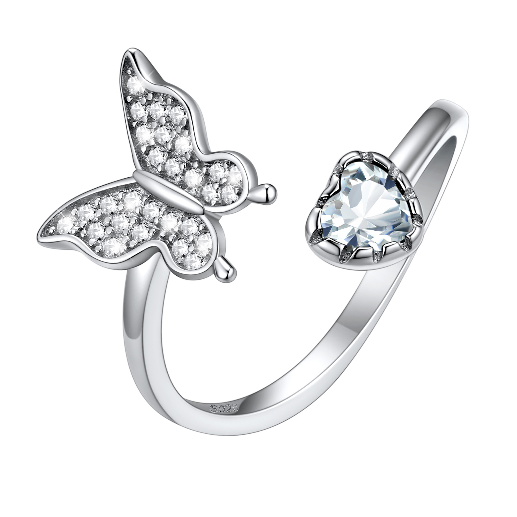 Birthstone Butterfly Ring in Diamond