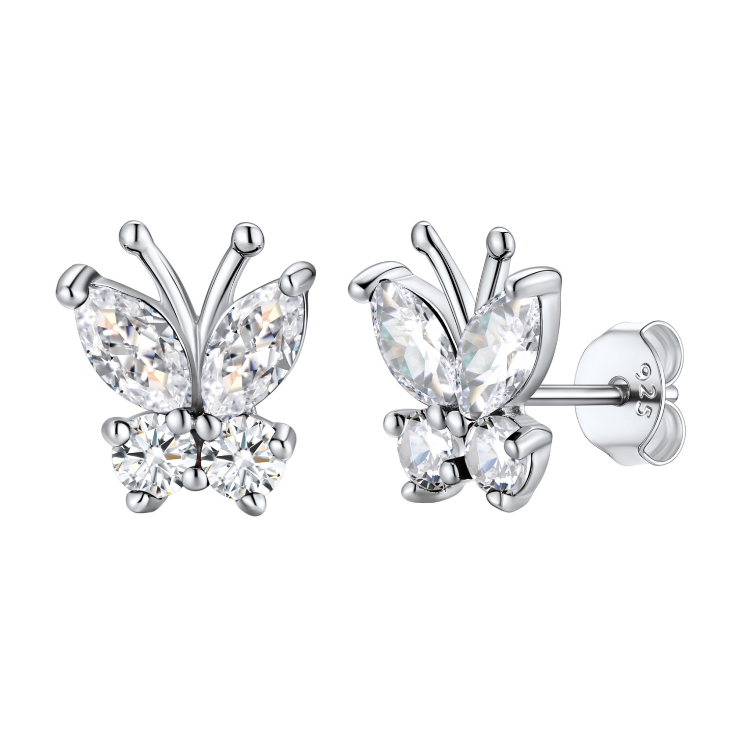 Birthstone Butterfly Stud Earrings in Diamond