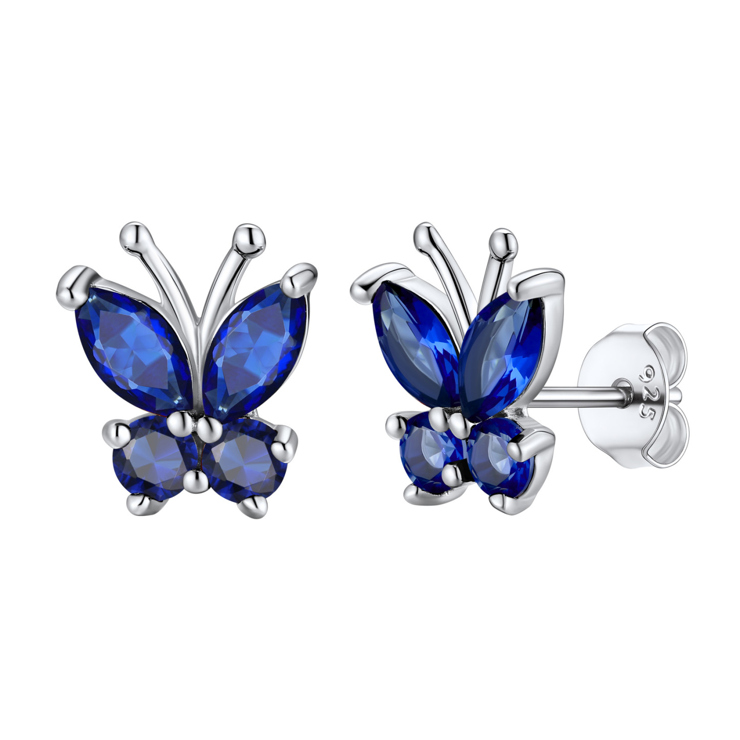 Birthstone Butterfly Stud Earrings in Sapphire