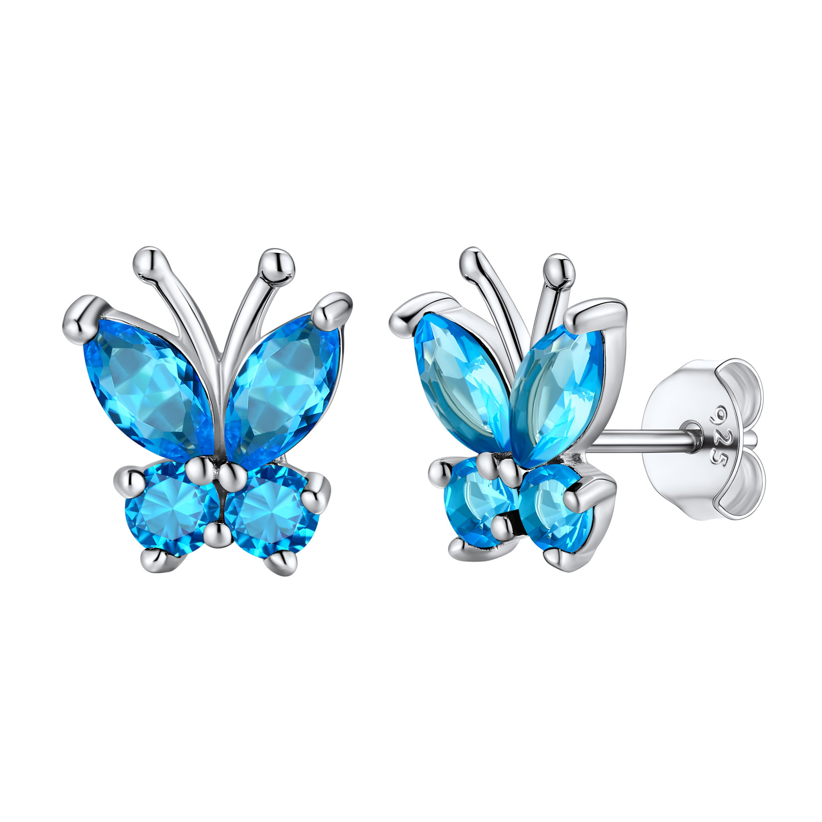 Birthstone Butterfly Stud Earrings in Tanzanite
