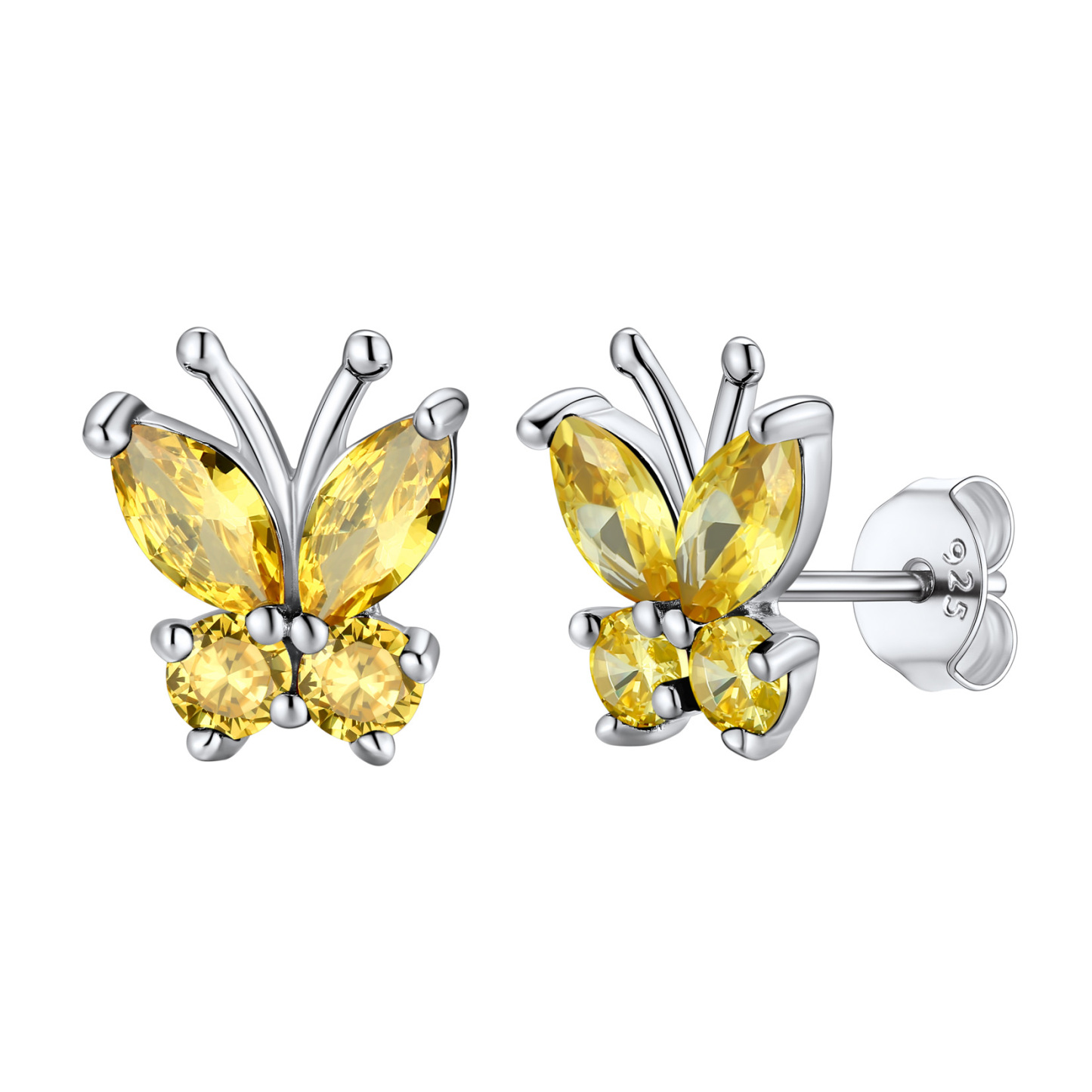 Birthstone Butterfly Stud Earrings in Topaz
