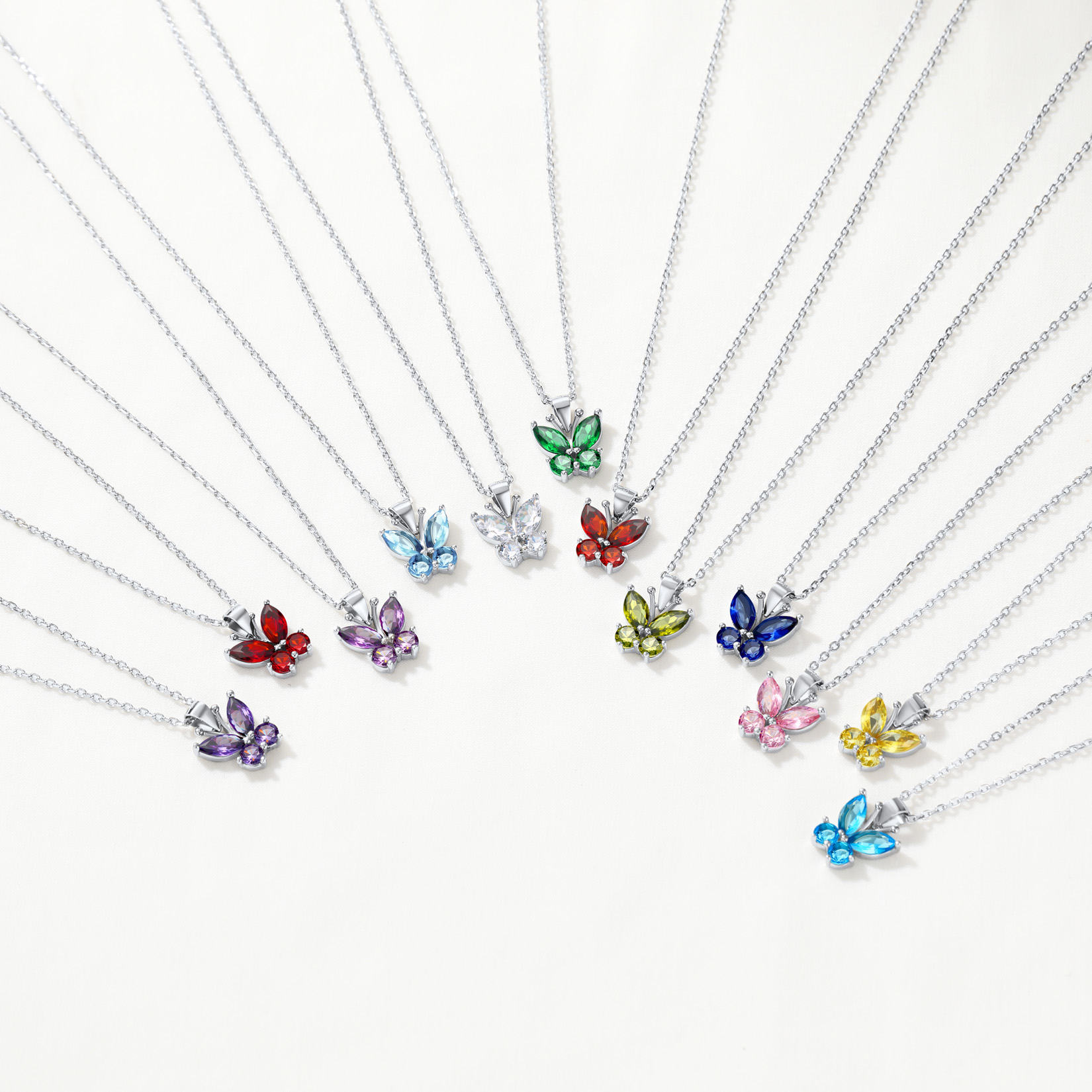 Butterfly Pendant with Birthstone Necklaces in Different Month Colors-03