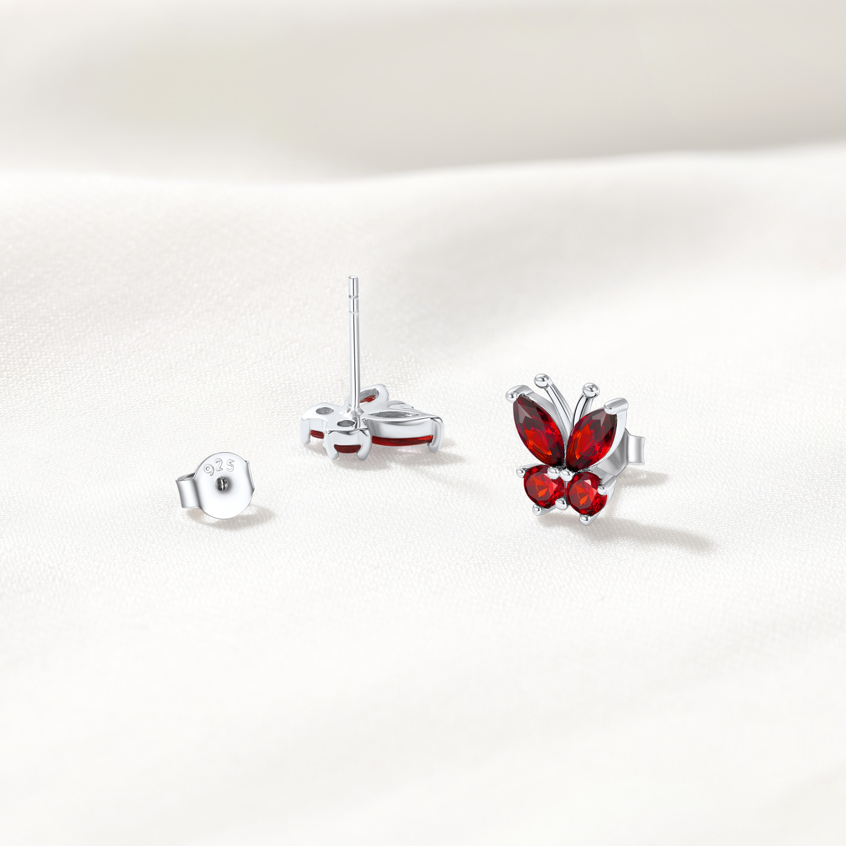 Butterfly Stud Earrings, Birthstone-03
