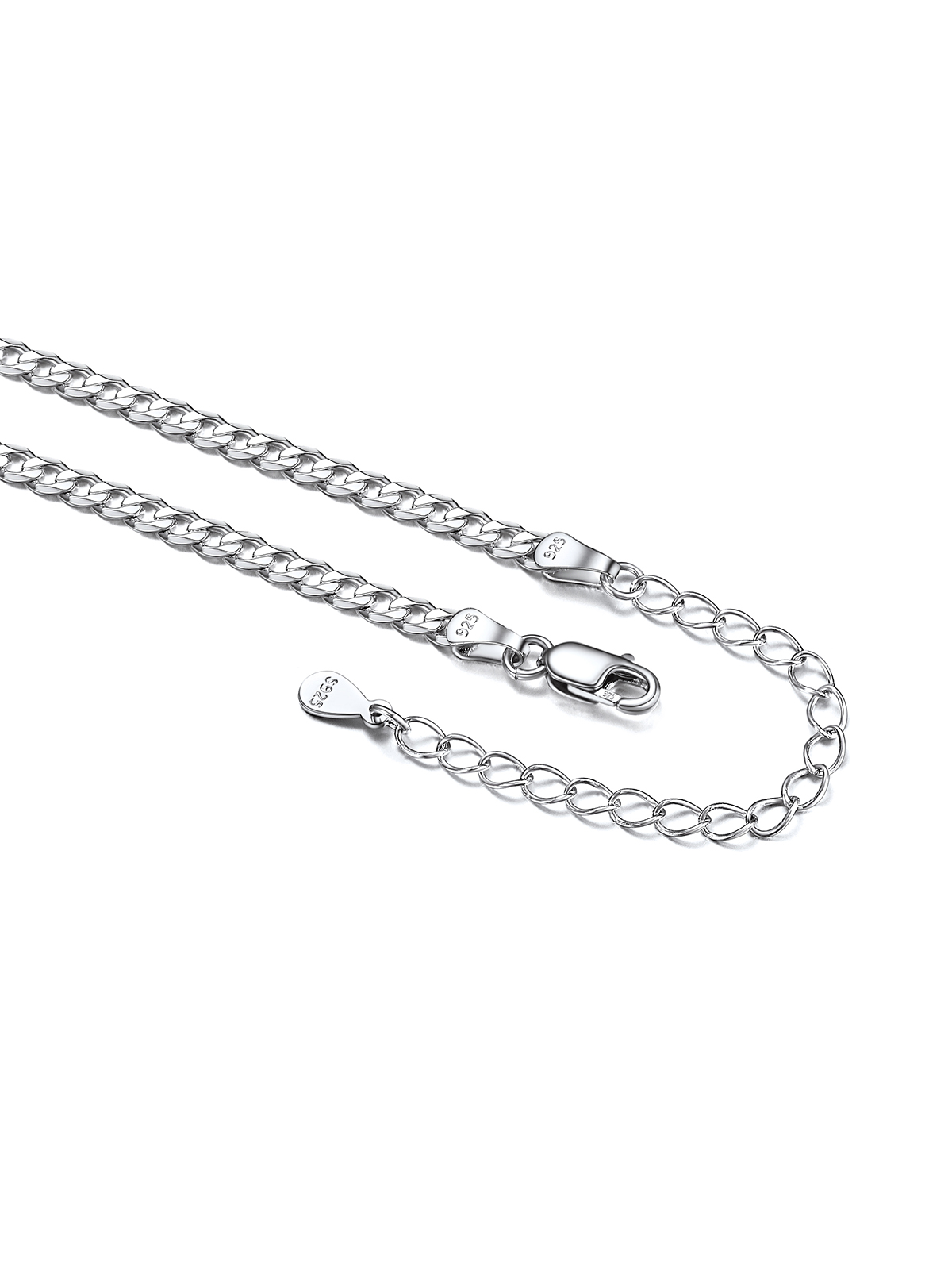 3mm Thick Cuban Chain Anklet in Silver