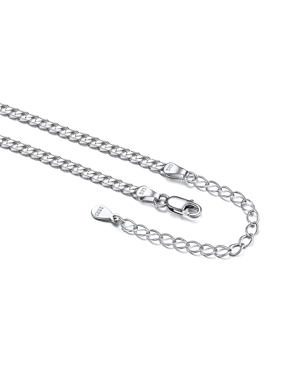 3mm Thick Cuban Chain Anklet in Silver