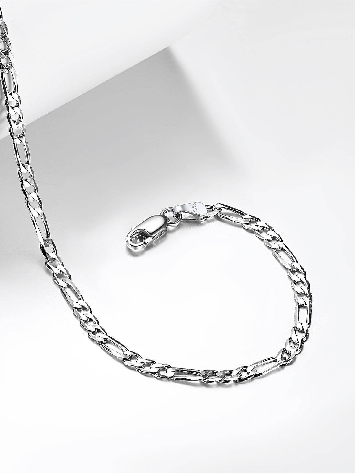 3mm Thick Figaro Chain Anklet in Silver