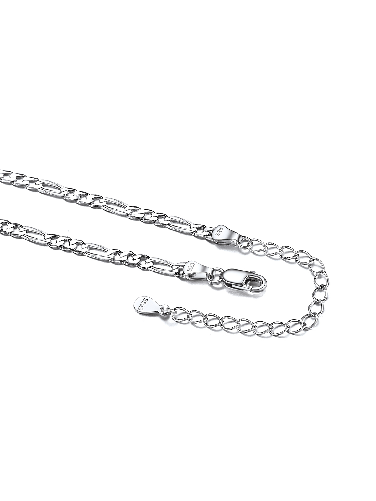 3mm Thick Figaro Chain Anklet in Silver