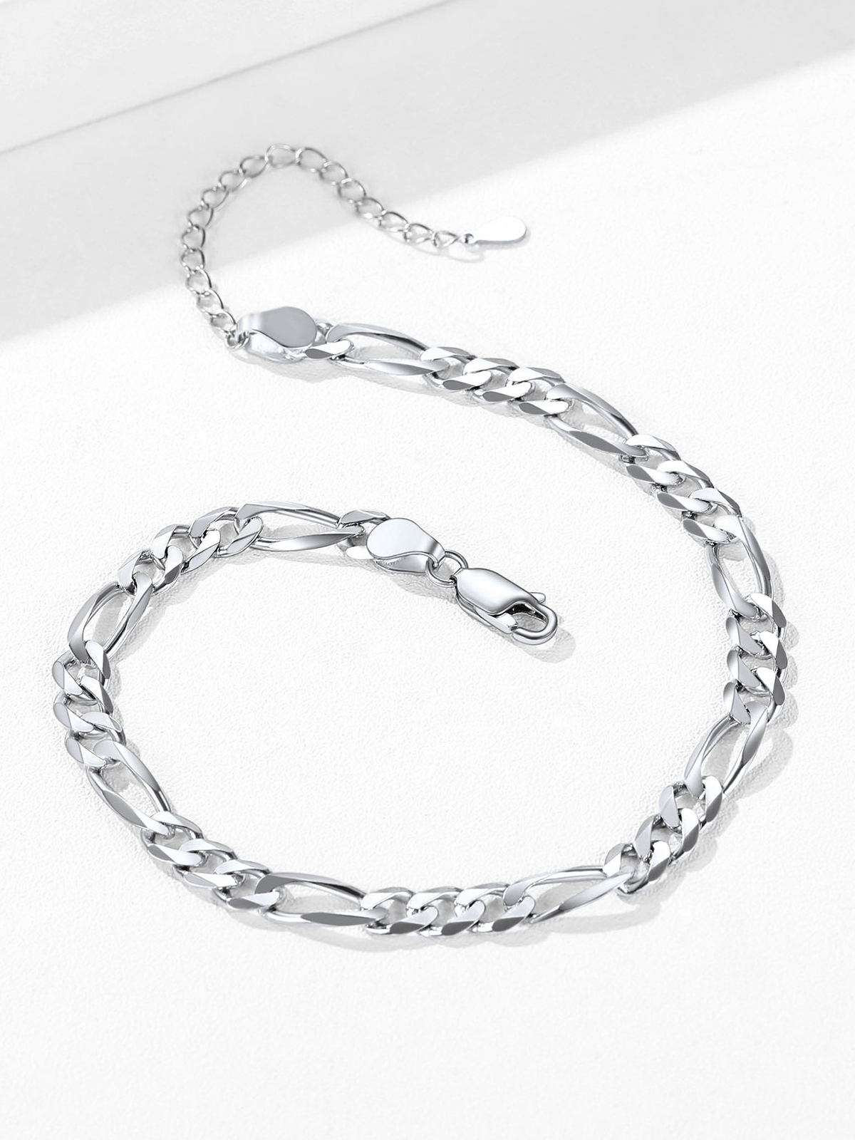 5mm Thick Figaro Chain Anklet in Silver
